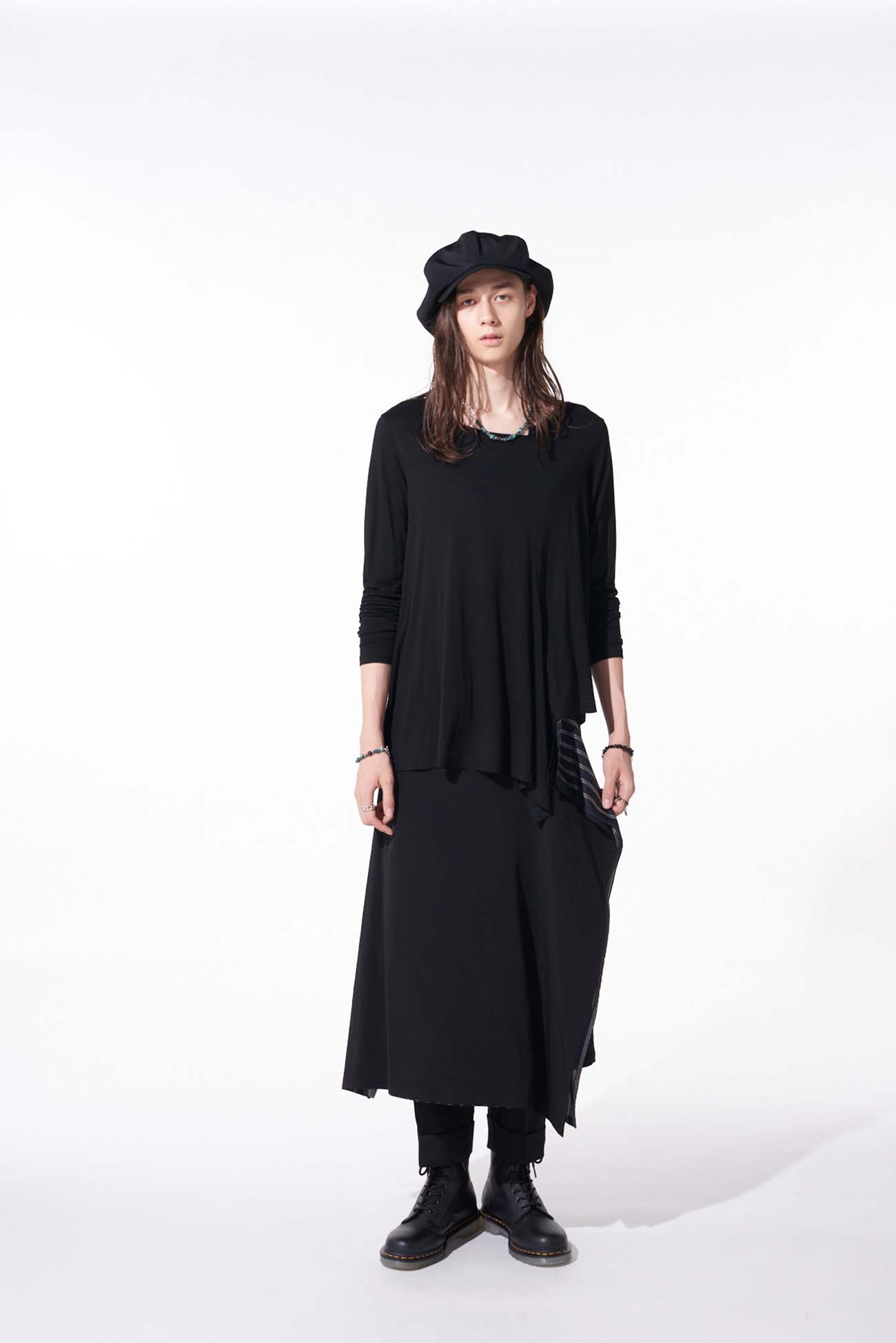 RAYON JERSEY DECONSTRUCTED ASYMMETRICAL LONG-SLEEVED T-SHIRTS