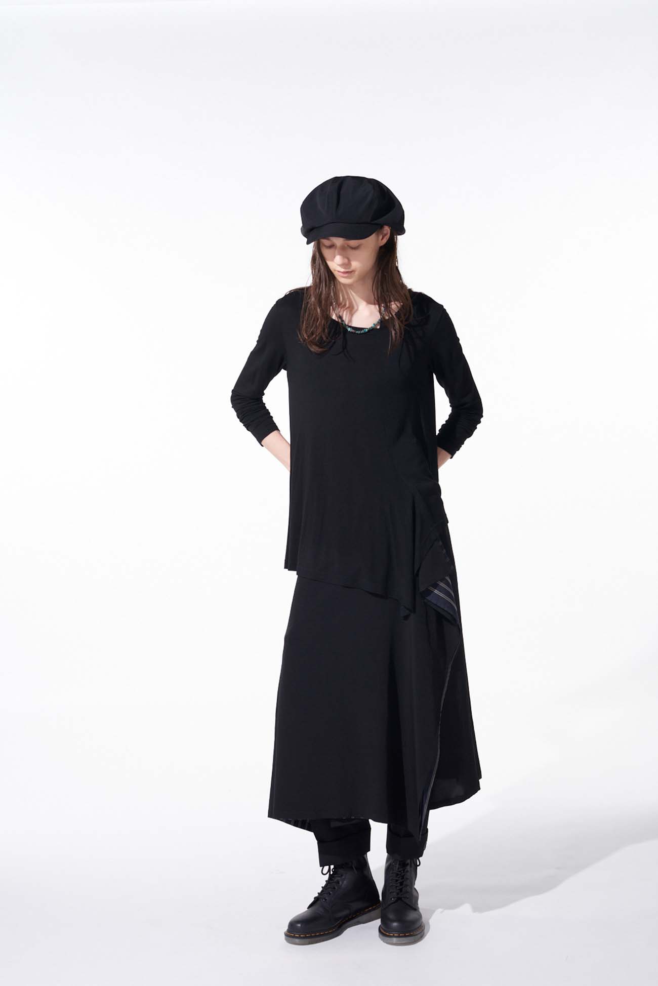 RAYON JERSEY DECONSTRUCTED ASYMMETRICAL LONG-SLEEVED T-SHIRTS