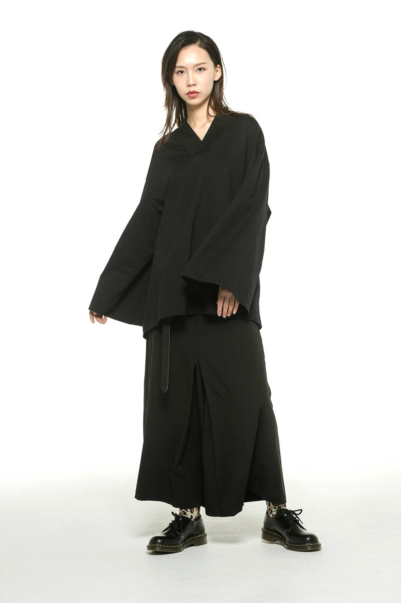 40/2 Cotton Jersey Kimono Layered Vneck 6part Length Sleeve Pullover