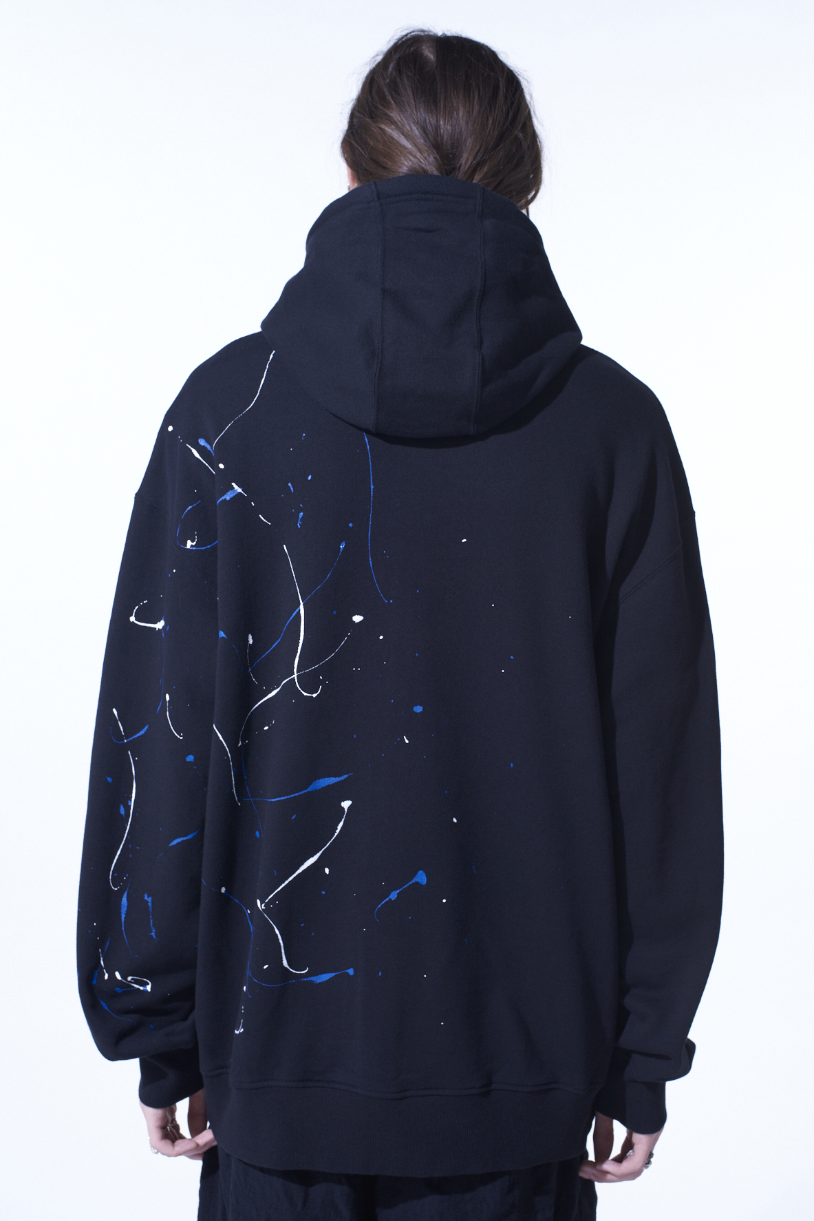 FRENCH TERRY SPLASH PAINTED ZIP-UP HOODIE BLUE