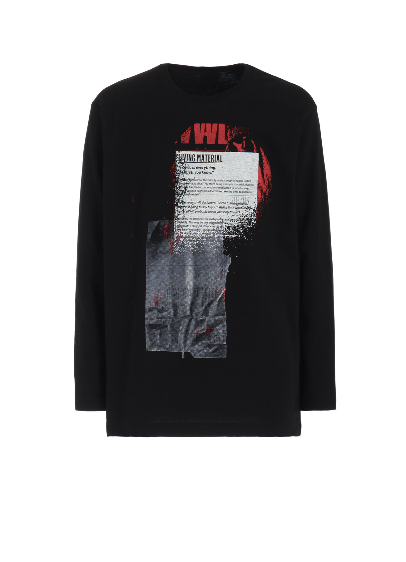 YY MESSAGE COLLAGE RED GRAPHIC LONG-SLEEVED T-SHIRT