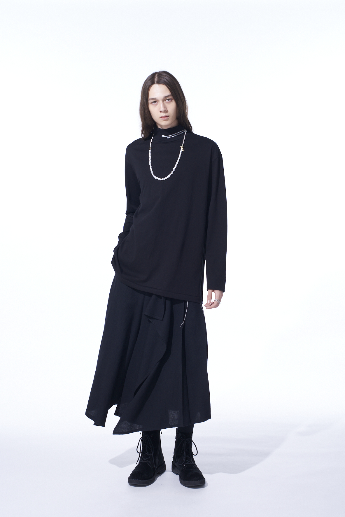 20/COTTON JERSEY「Black is Modest」HIGH NECK T-SHIRT