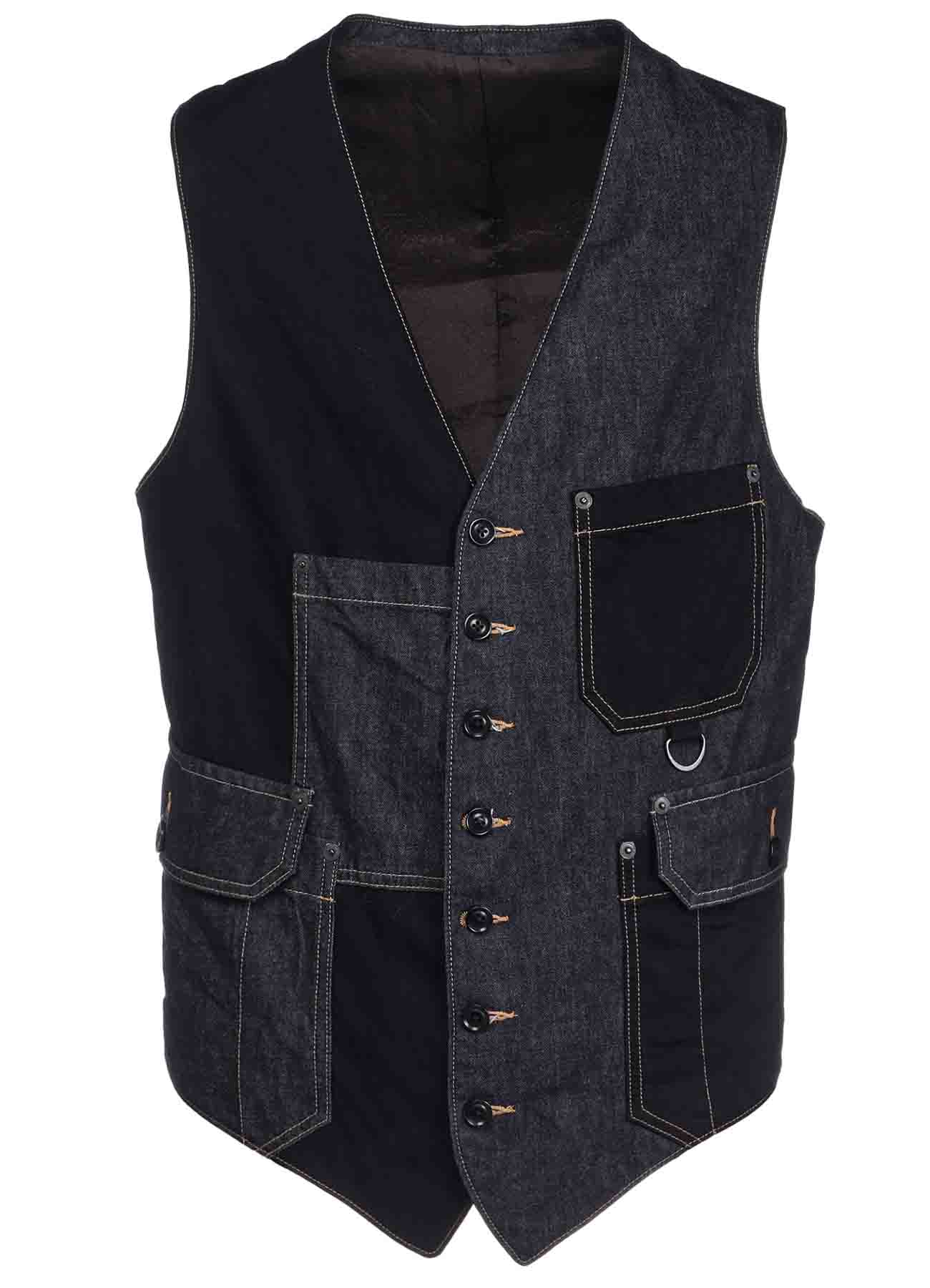 7OZ DENIM CRAZY PATCHWORK VEST