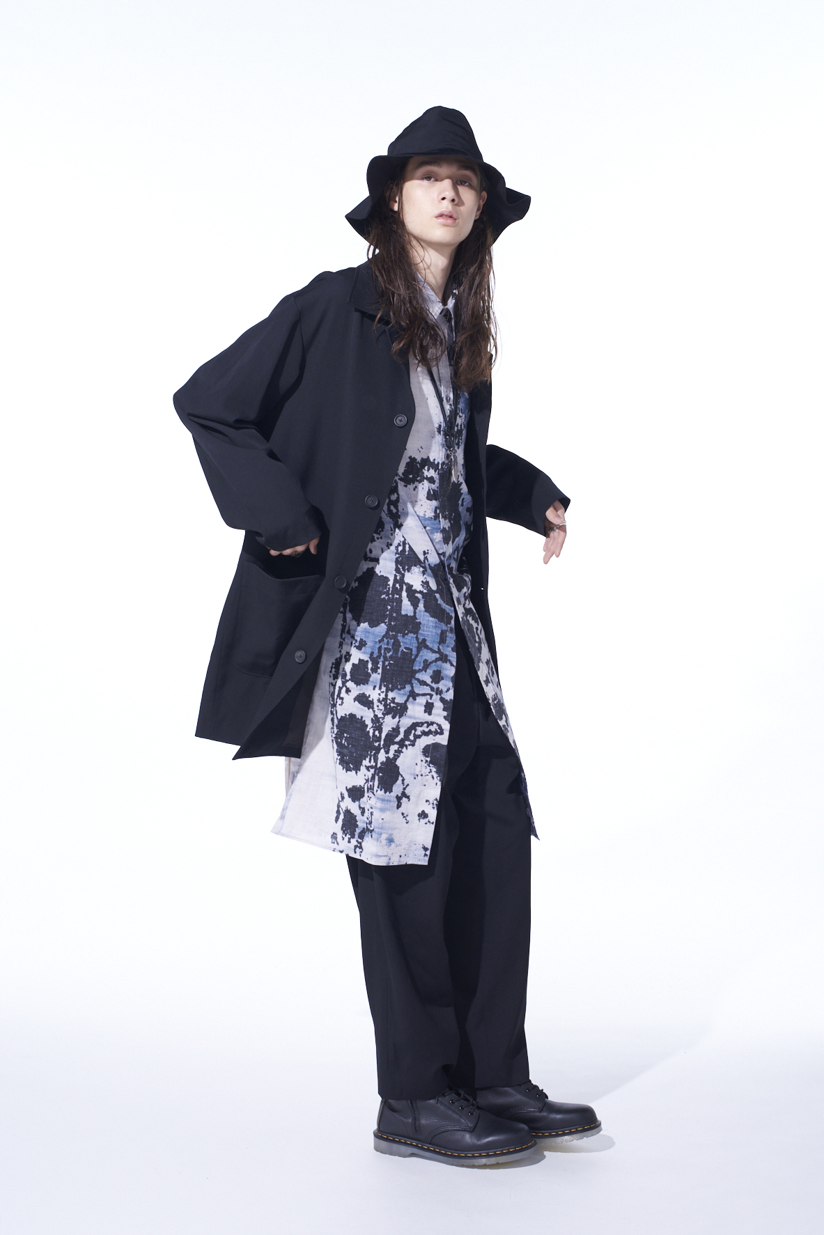 WASHER WOOL GABARDINE OPEN COLLAR TOPPER BLOUSON