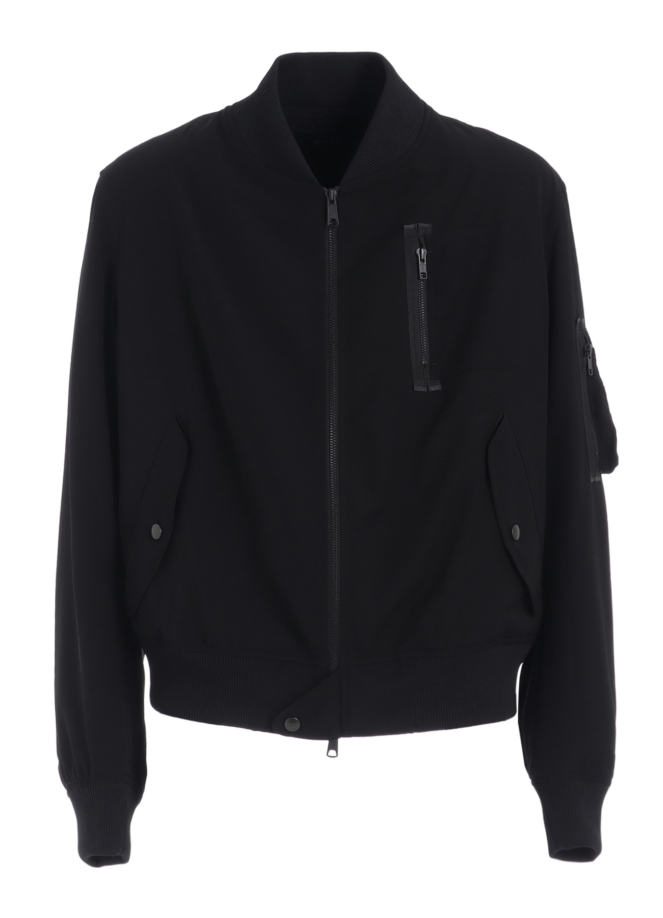 PE/GABARDINE ZIPPER-TAPED BOMBER JACKET