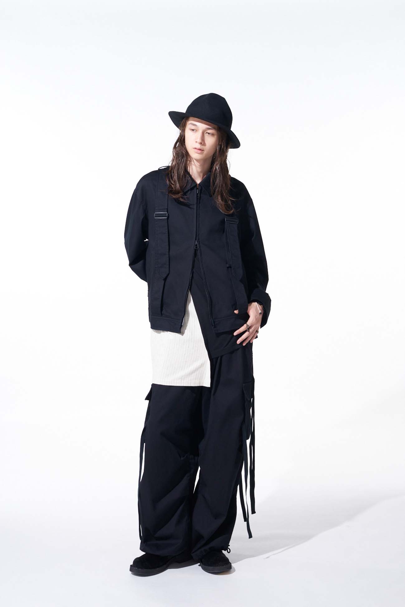 COTTON TWILL OVERSIZED BELTED "Y" BLOUSON