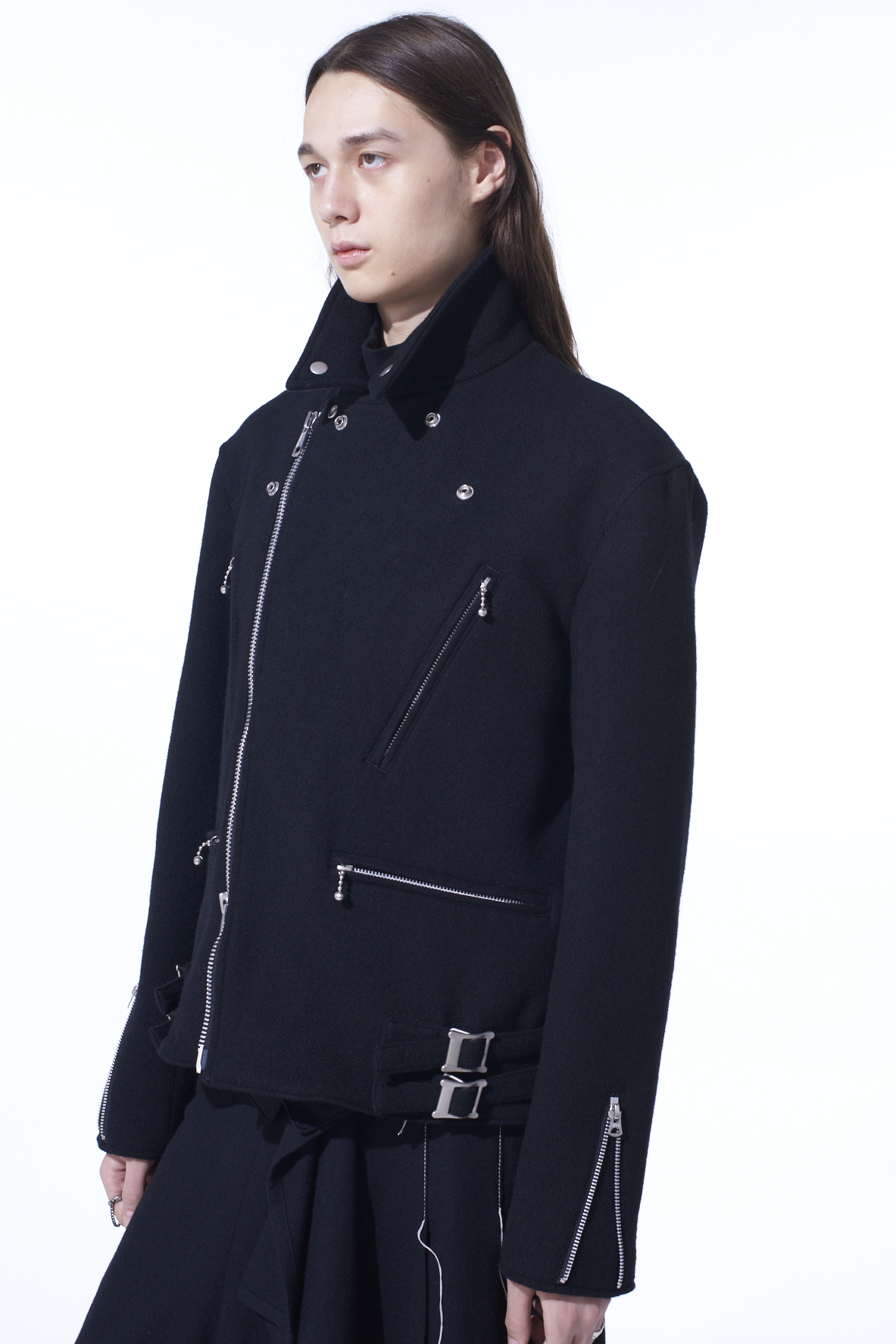 DOUBLE-WEAVE MELTON OVERSIZED MOTORCYCLE JACKET