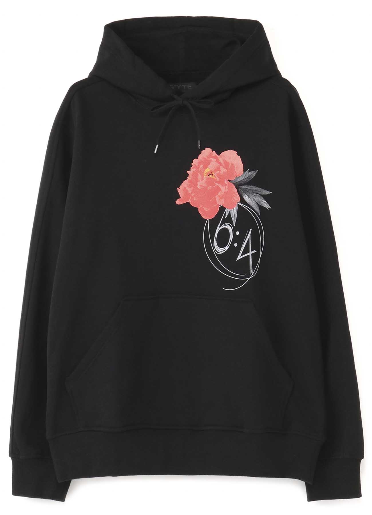 FRENCH TERRY STITCH WORK RED PEONY FLOWER ×6:4 HOODIE