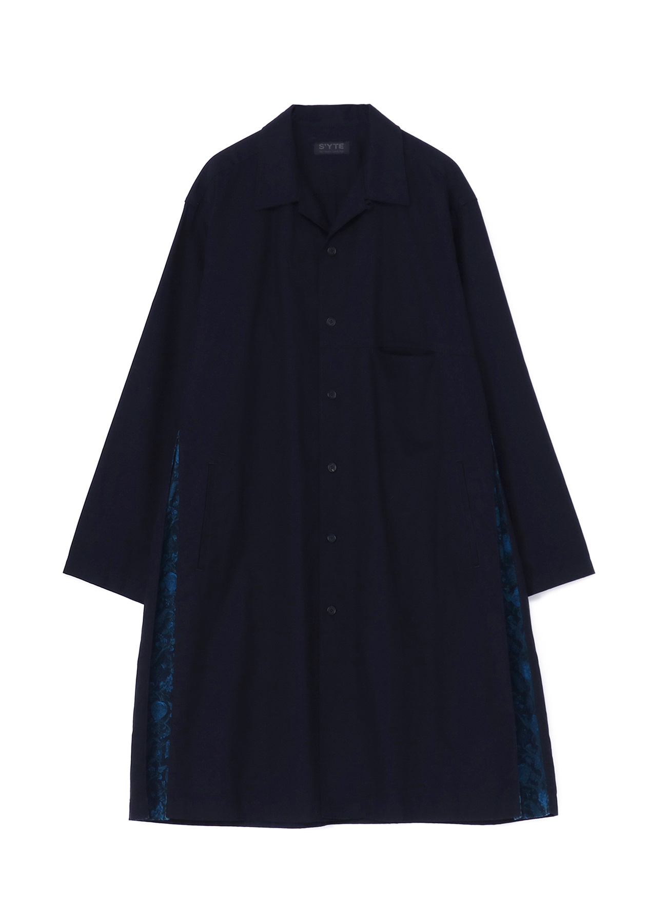 Thorny Pattern Jacquard Gusseted Hem Katsuragi Long Shirt