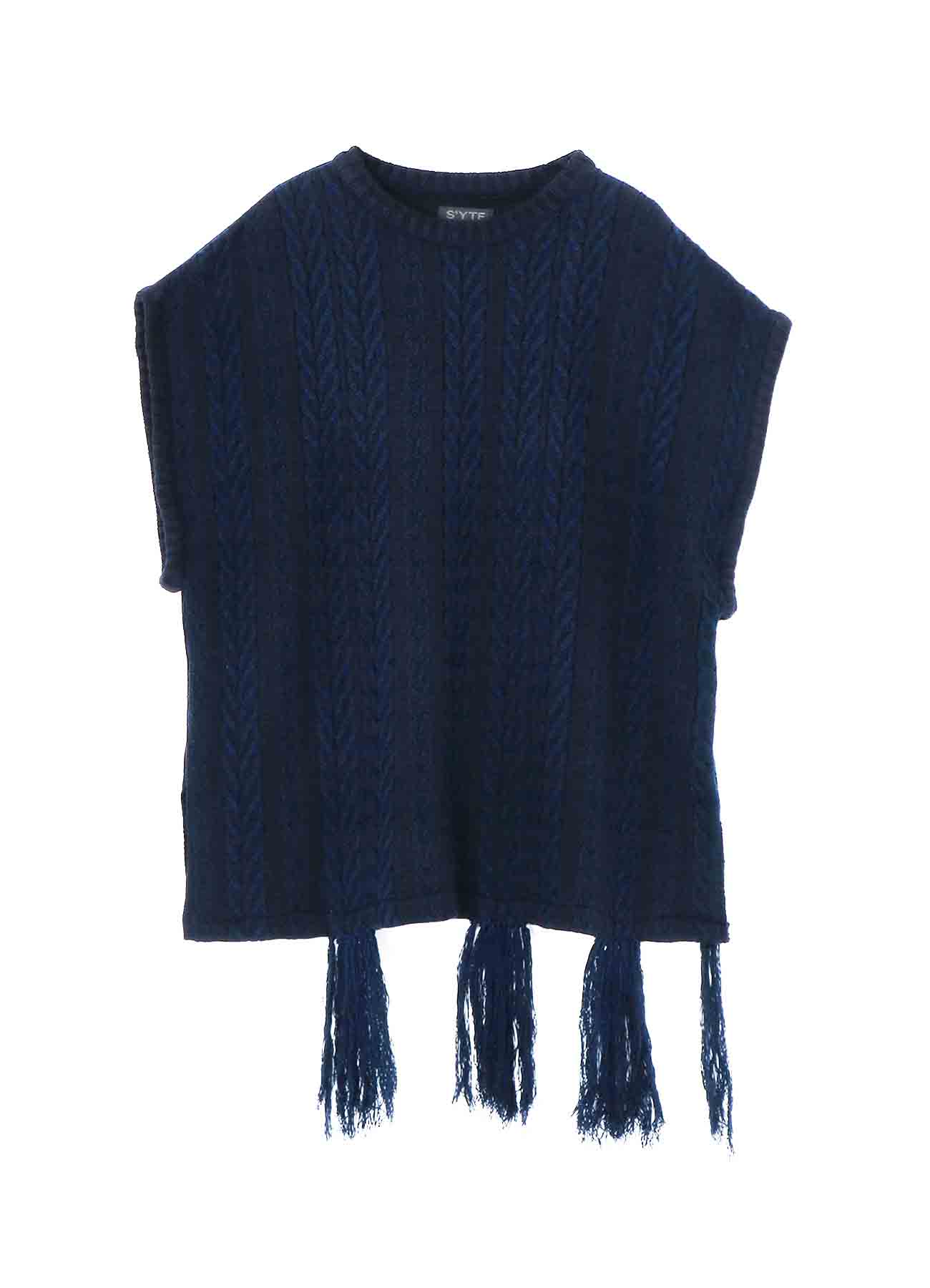Jacquard knit Vest with Tasseled Hem and Color Scheme Design