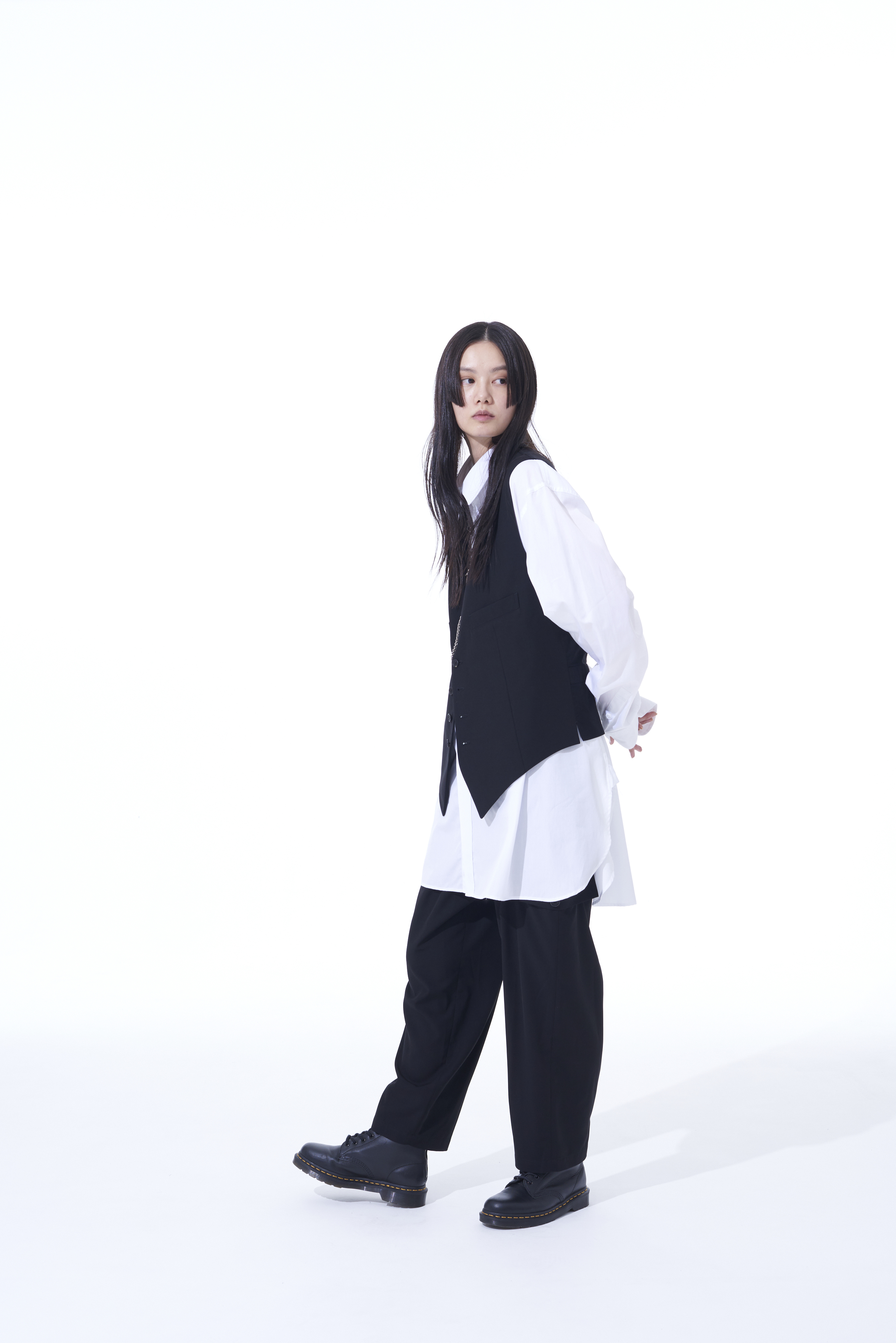 POLYESTER GABARDINE PANTS WITH KNEE FLAP POCKETS