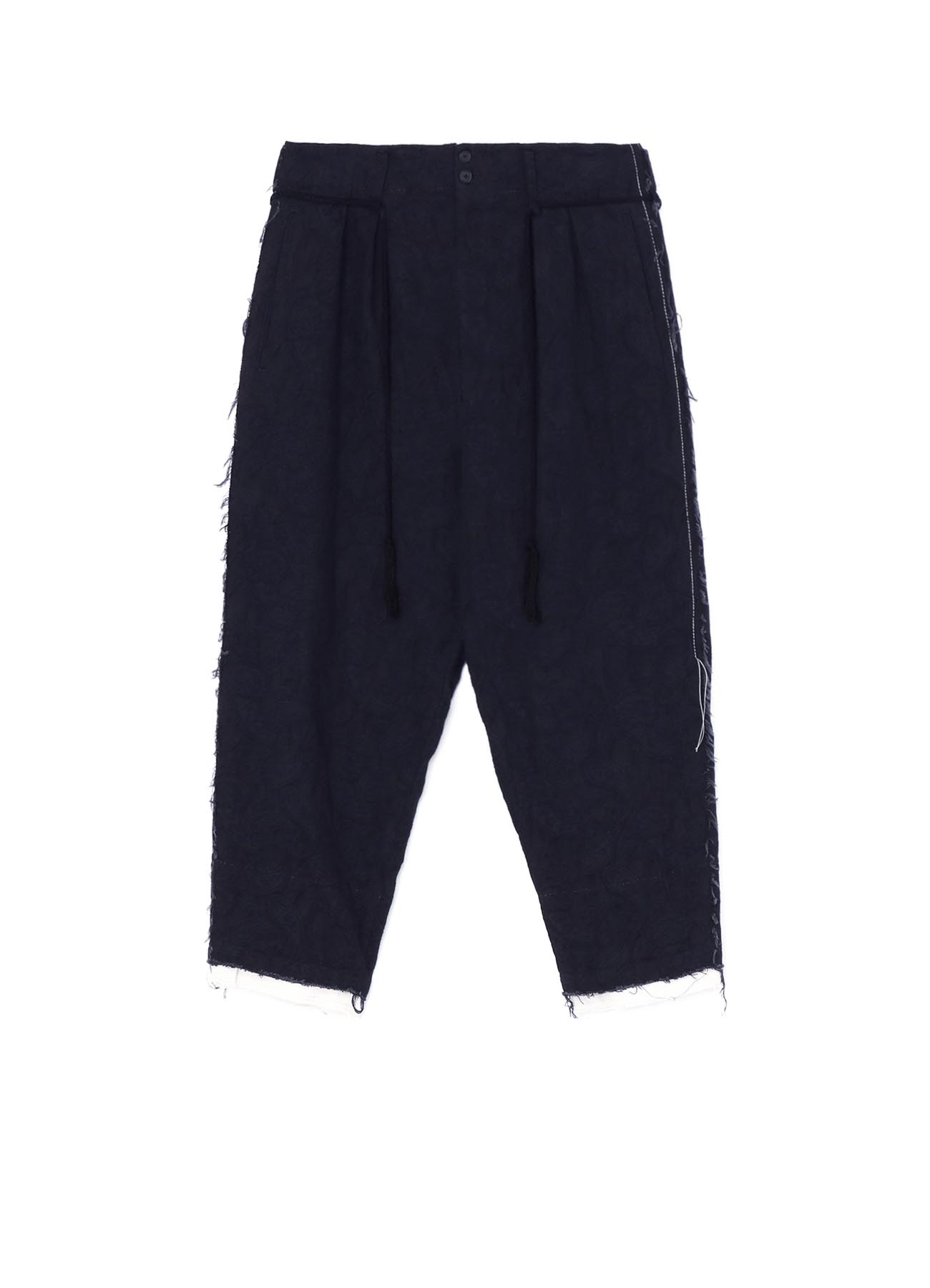 Paisley Pattern Jacquard Cut-out Design Tassel String 2-Tuck Pants