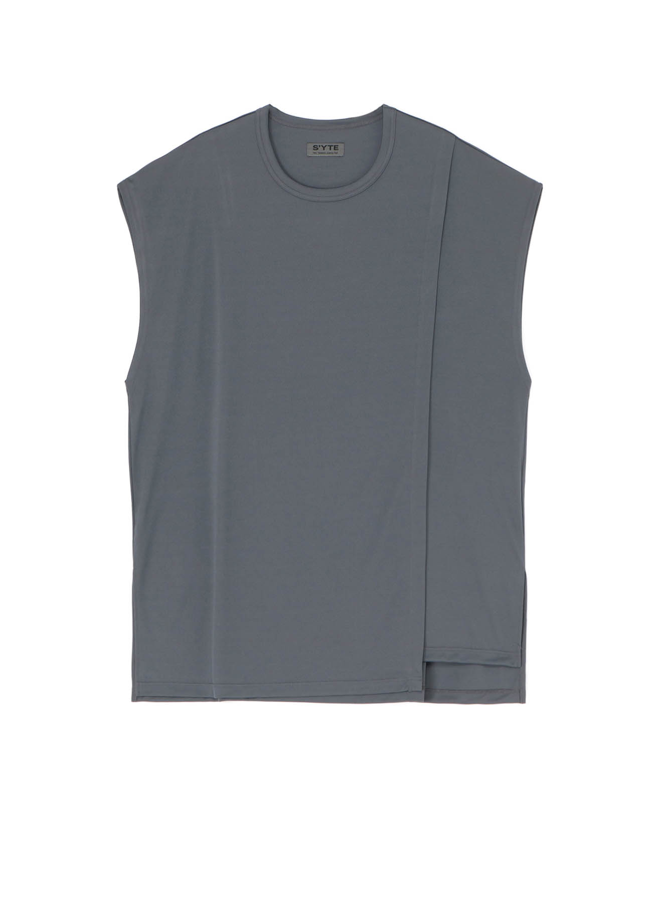 HIGH-GAUGE POLYESTER SMOOTH JERSEY LAYERED SLEEVELESS TOP