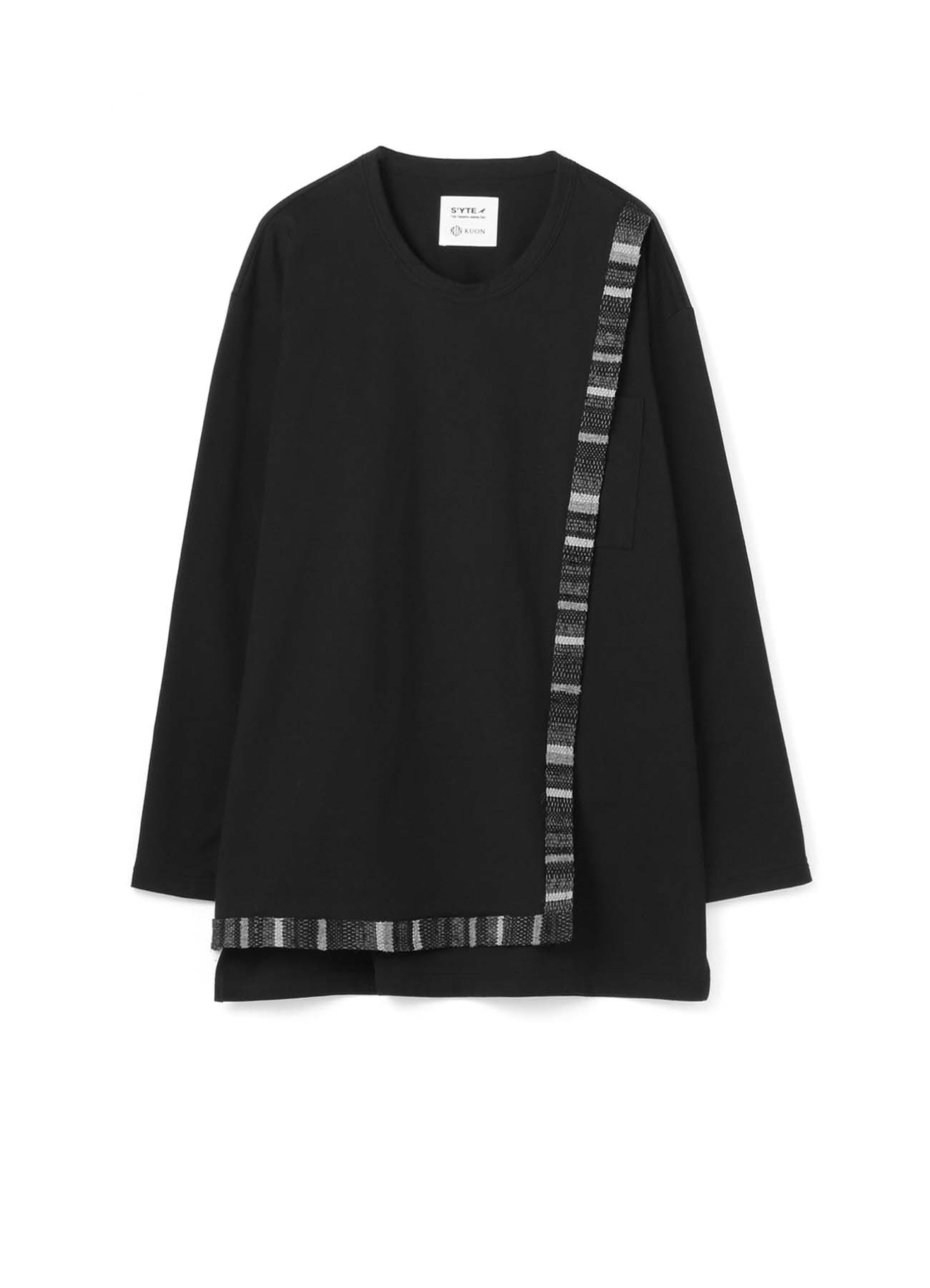 S’YTE×KUON Cotton Jersey Saccora Sakiori Crew Neck Half-Layered Long Sleeve T-Shirt