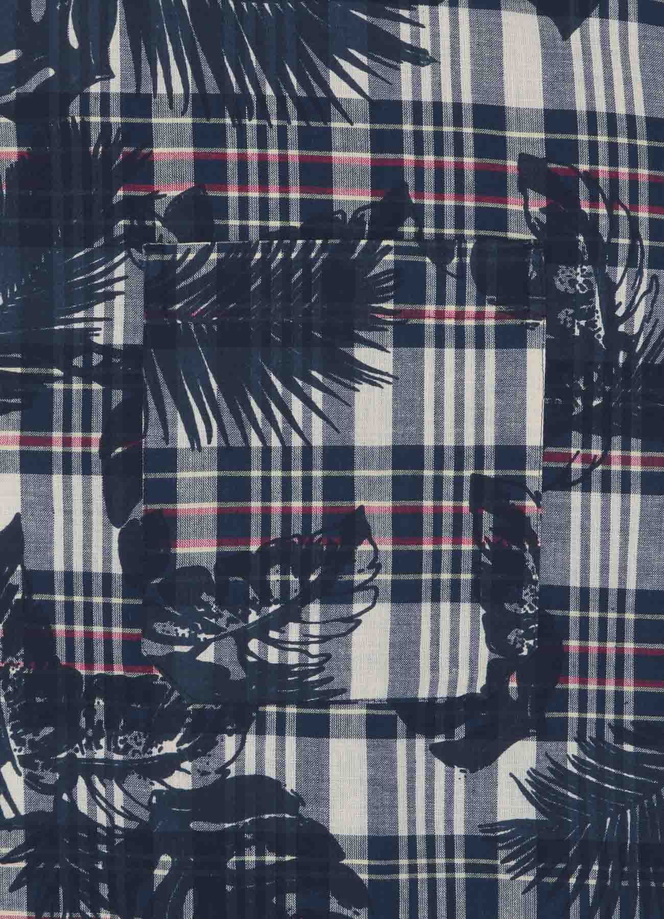 Indian Madras Palm tree Pattern Big Short Sleeve Shirt