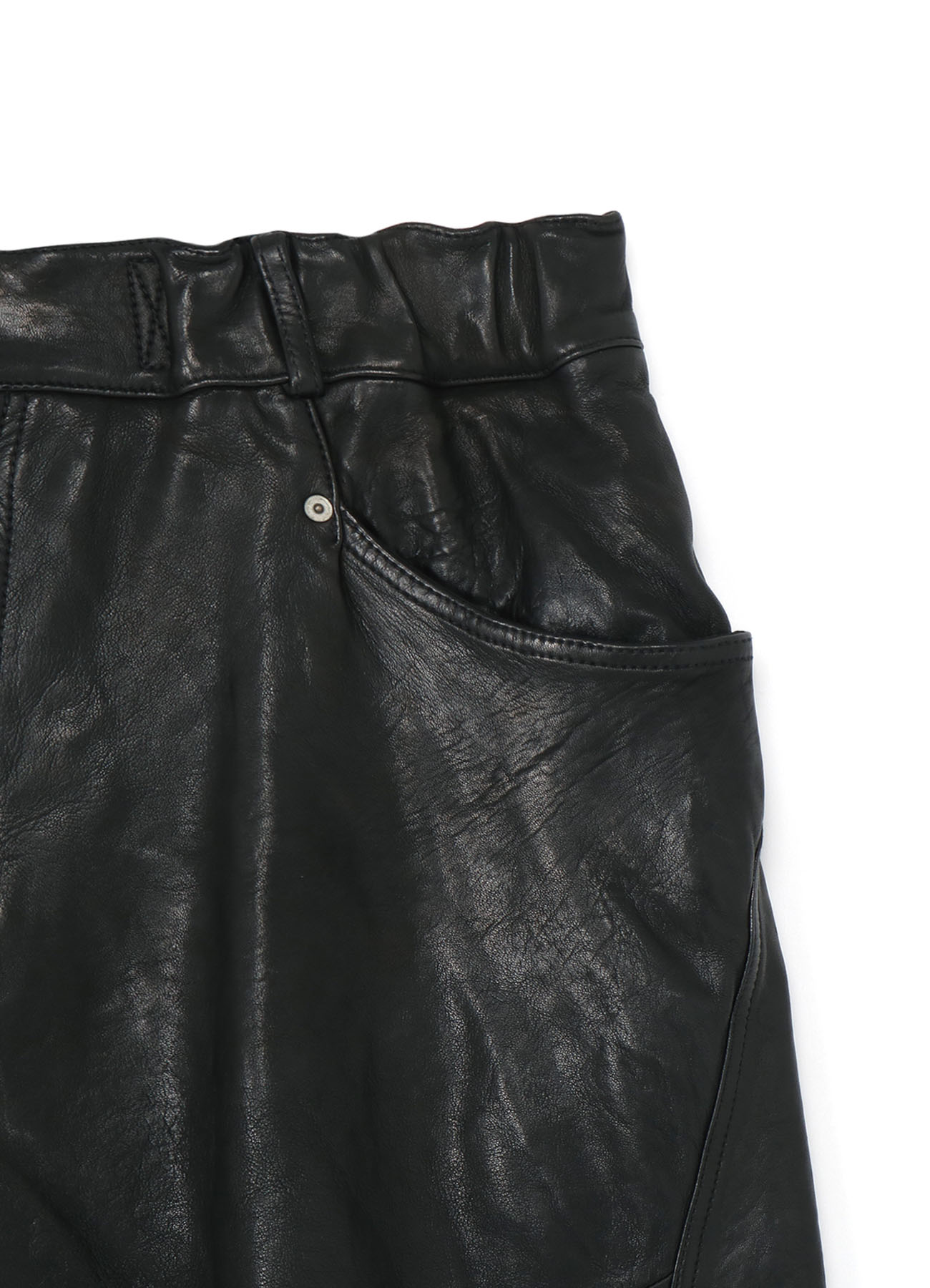 Vegetable Tanned and Washed Sheep Leather Slim Sarouel Pants