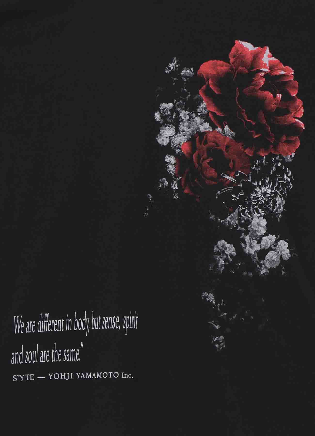 20/Cotton Jersey Crimson Flowers Message T-shirt
