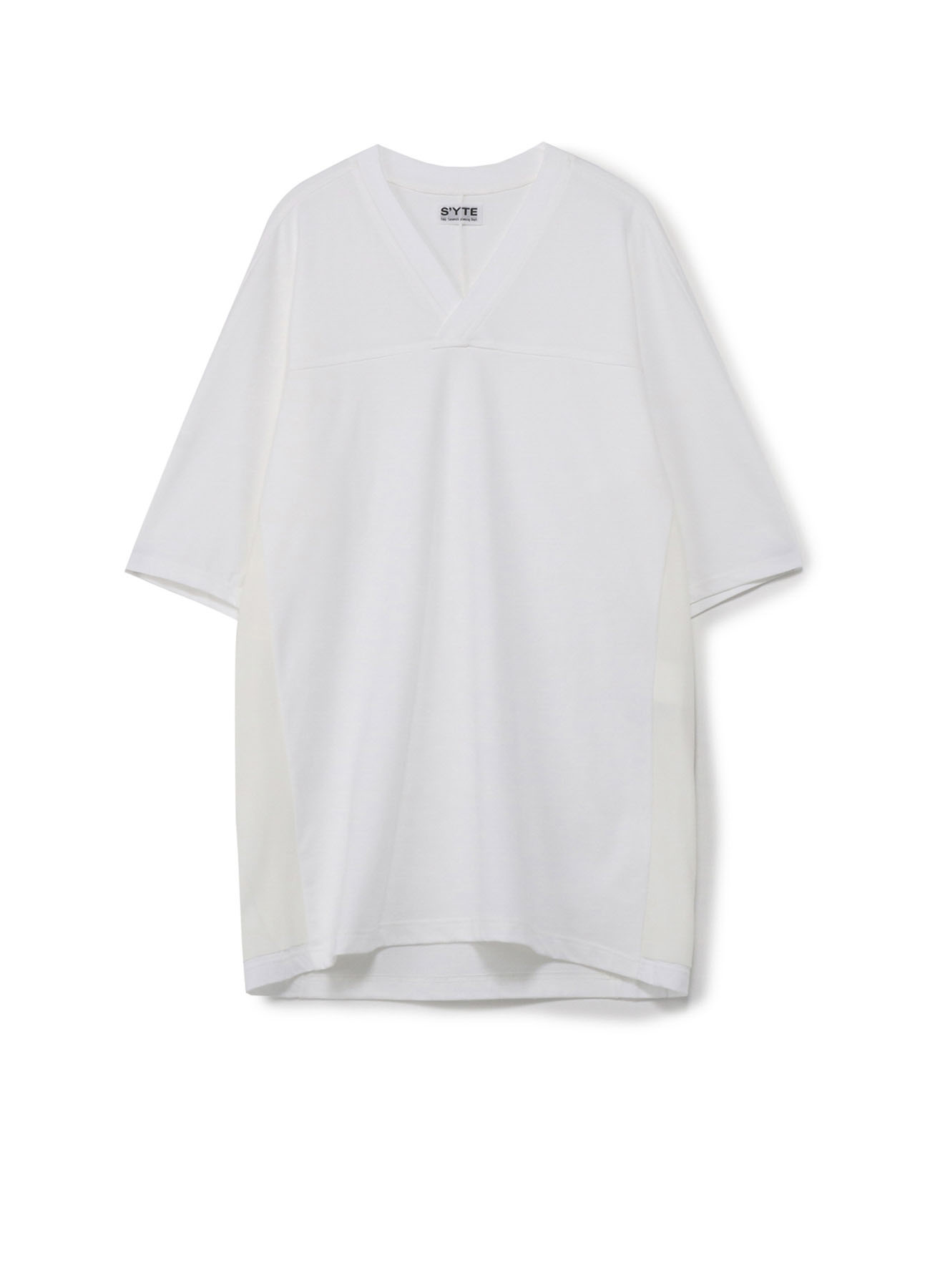 40/2 Cotton Jersey Tulle Layered V-neck Stitch Work T-shirt