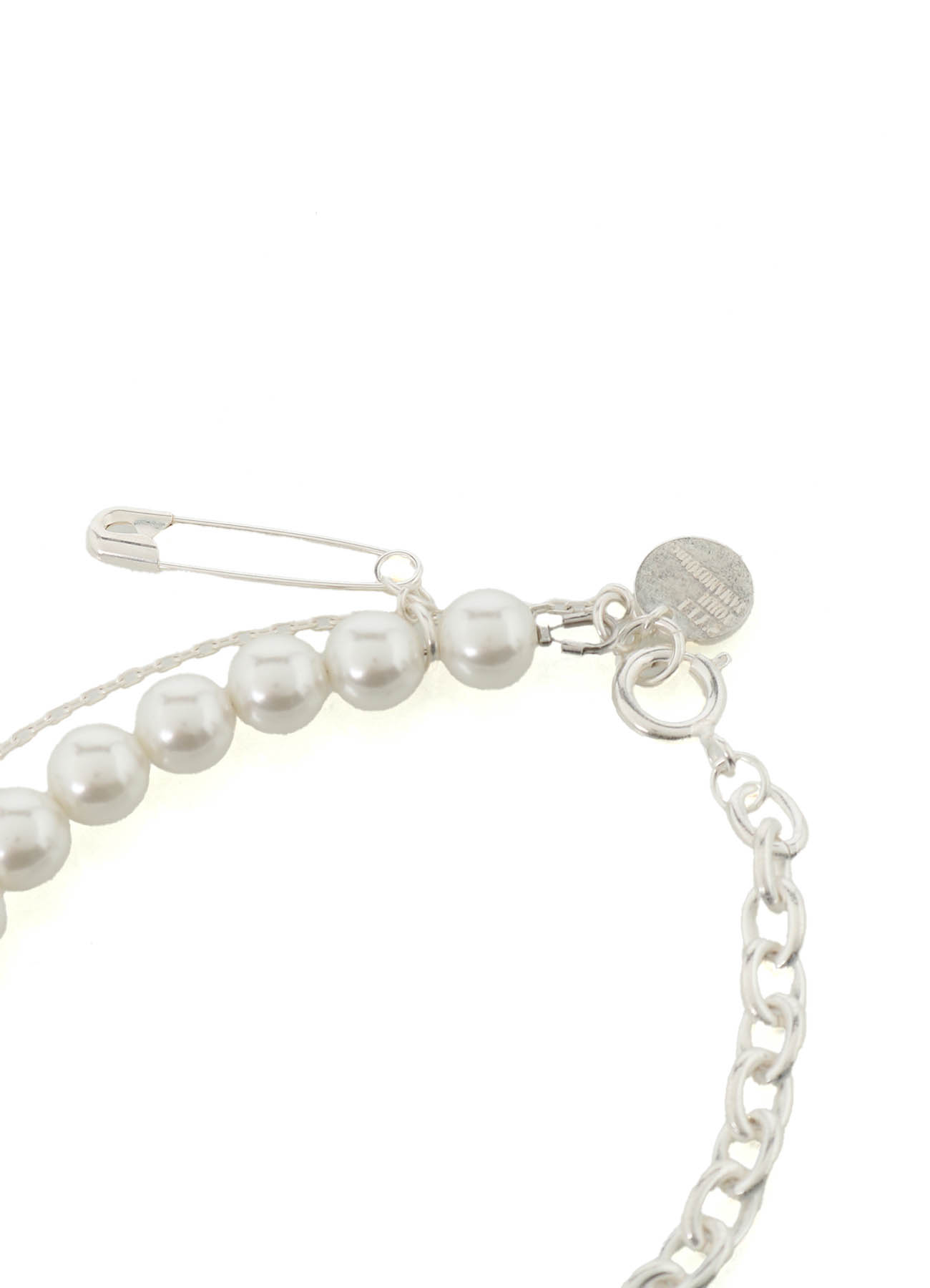 SAFETY PINS IMITATION PEARL BRACELET