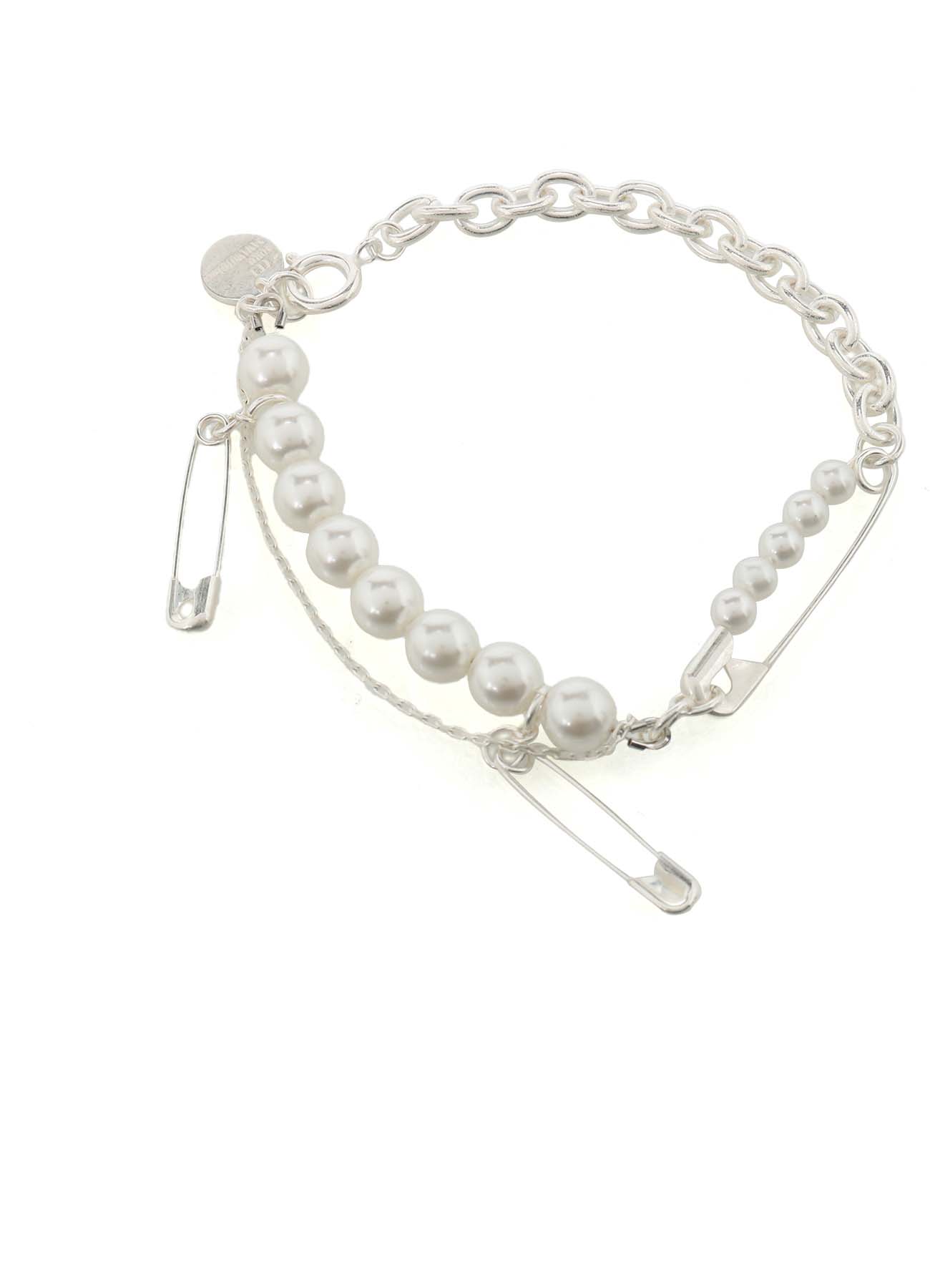 SAFETY PINS IMITATION PEARL BRACELET