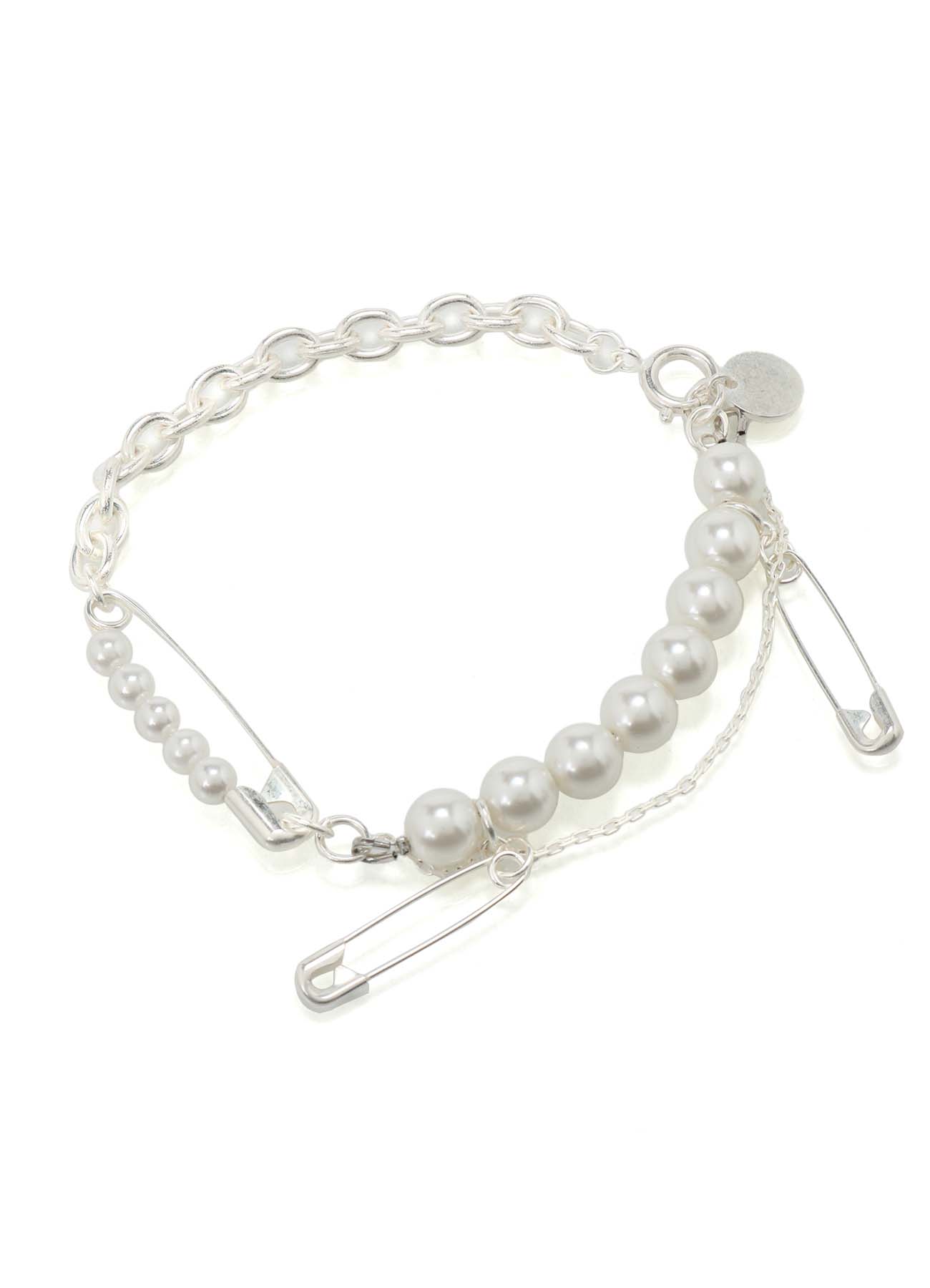 SAFETY PINS IMITATION PEARL BRACELET