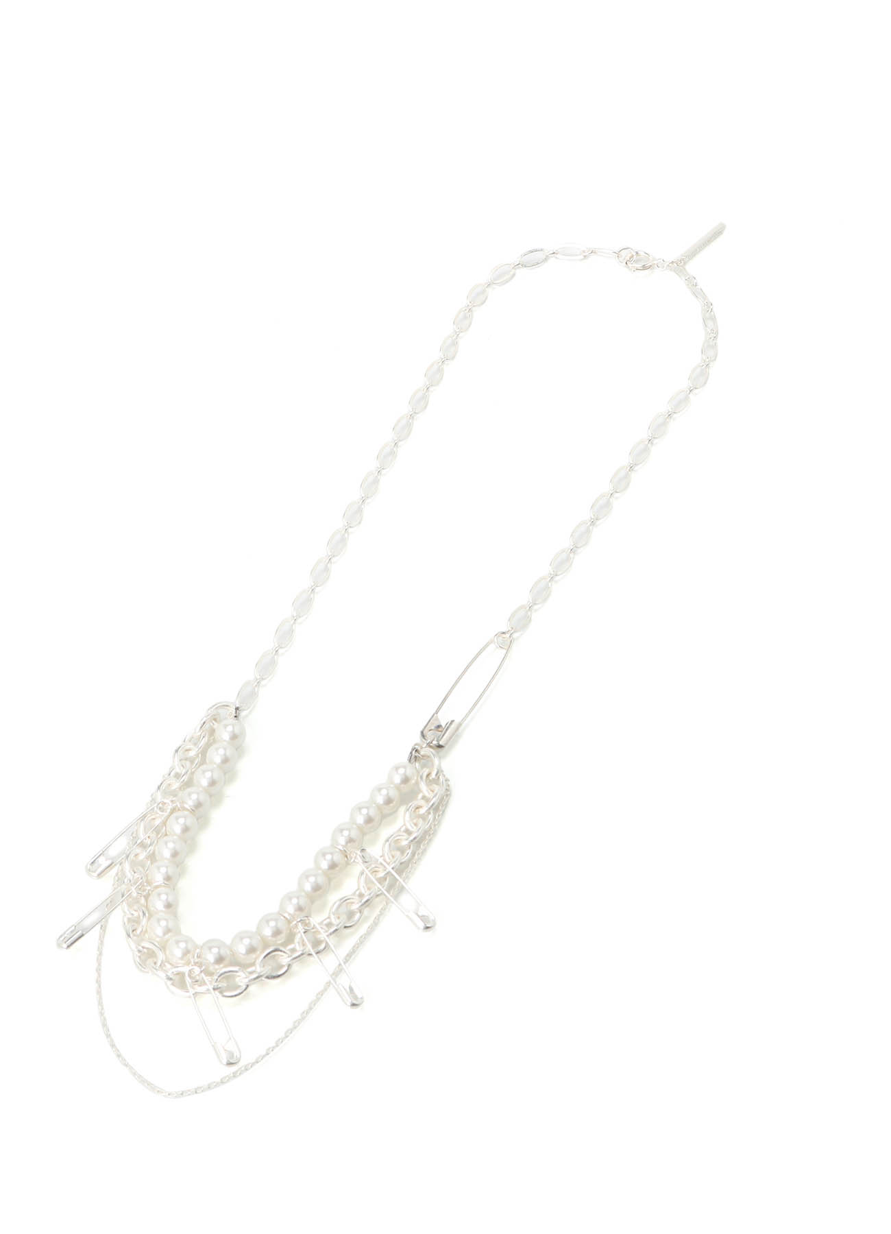 SAFETY PINS IMITATION PEARL NECKLACE