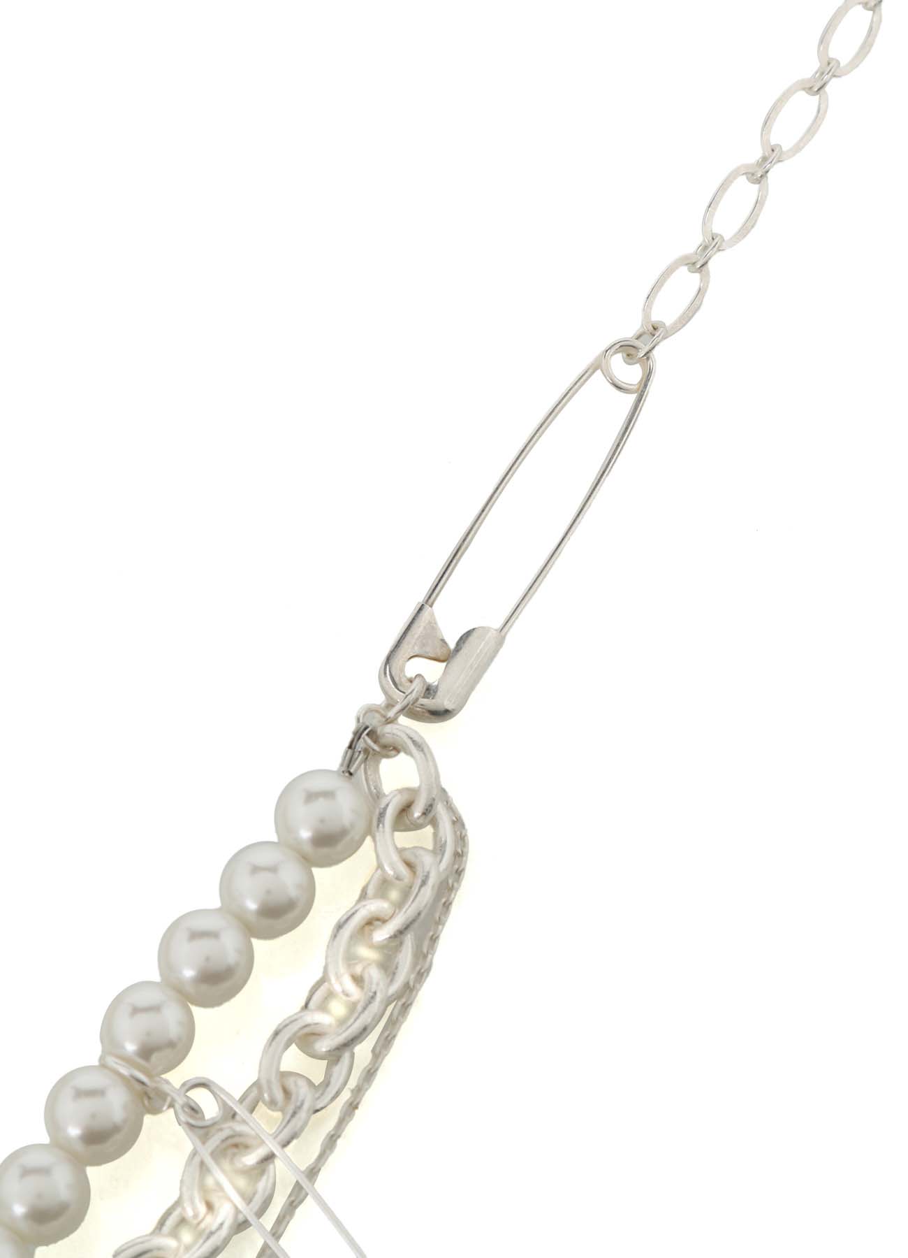 SAFETY PINS IMITATION PEARL NECKLACE