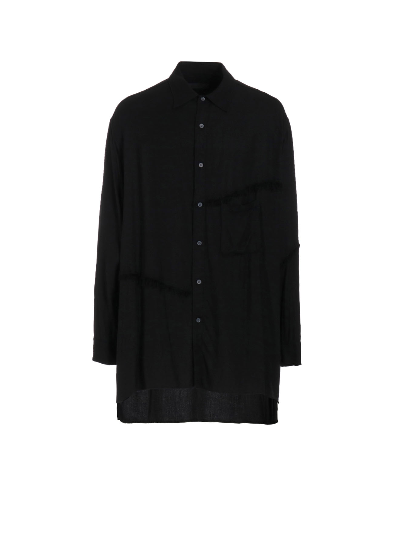 VISCOSE TWILL CUT-OFF OVERSIZED REGULAR COLLAR SHIRT