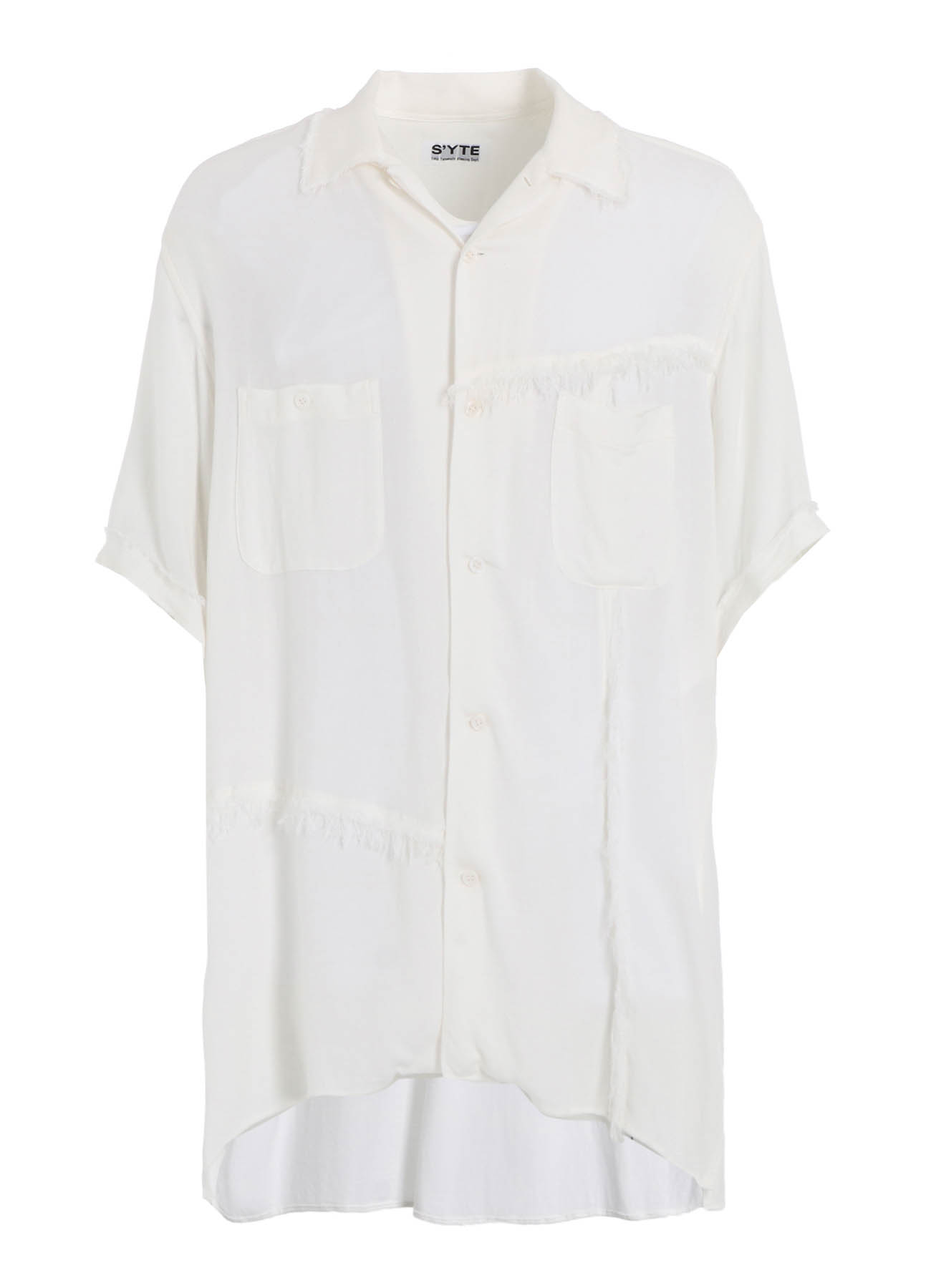 VISCOSE TWILL CUT-OFF OPEN-COLLAR SHIRT