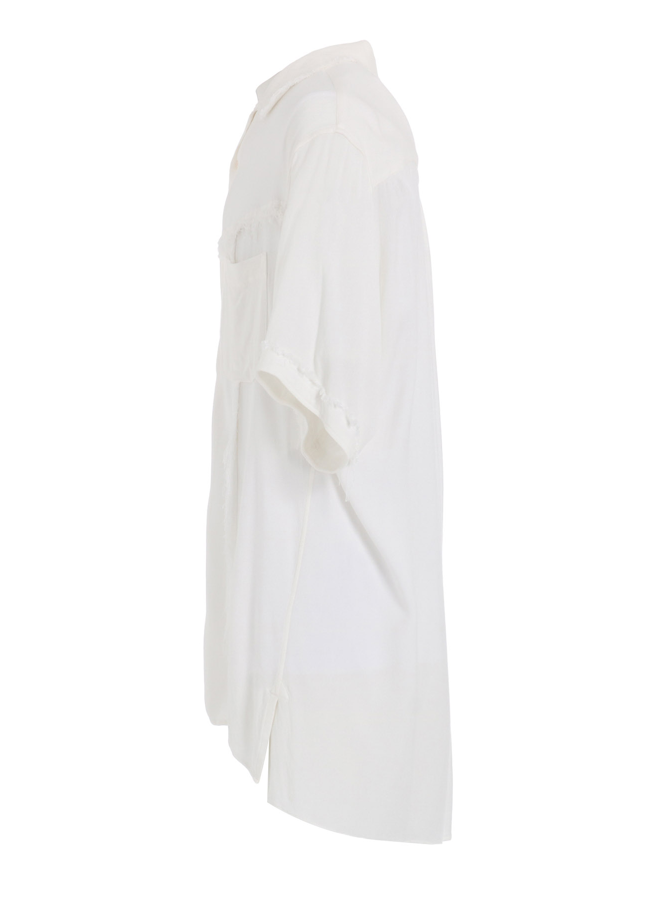 VISCOSE TWILL CUT-OFF OPEN-COLLAR SHIRT