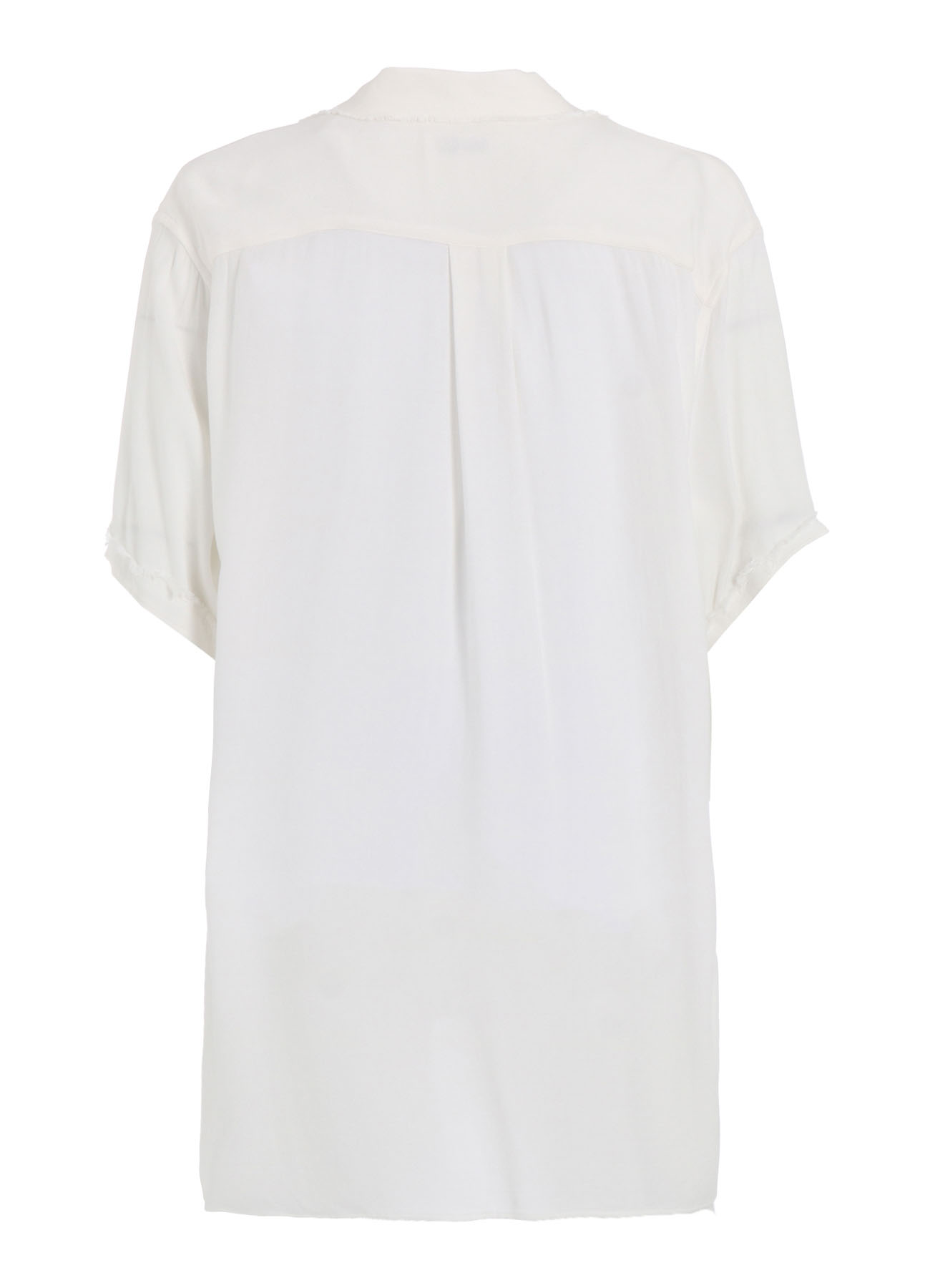 VISCOSE TWILL CUT-OFF OPEN-COLLAR SHIRT