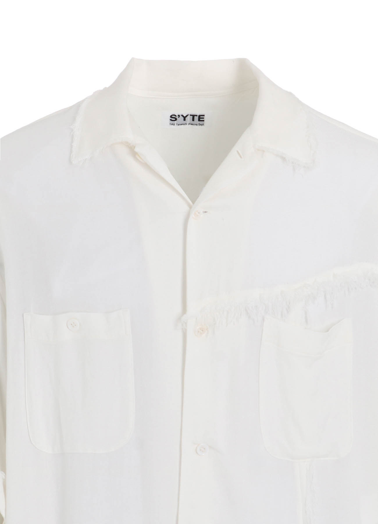 VISCOSE TWILL CUT-OFF OPEN-COLLAR SHIRT