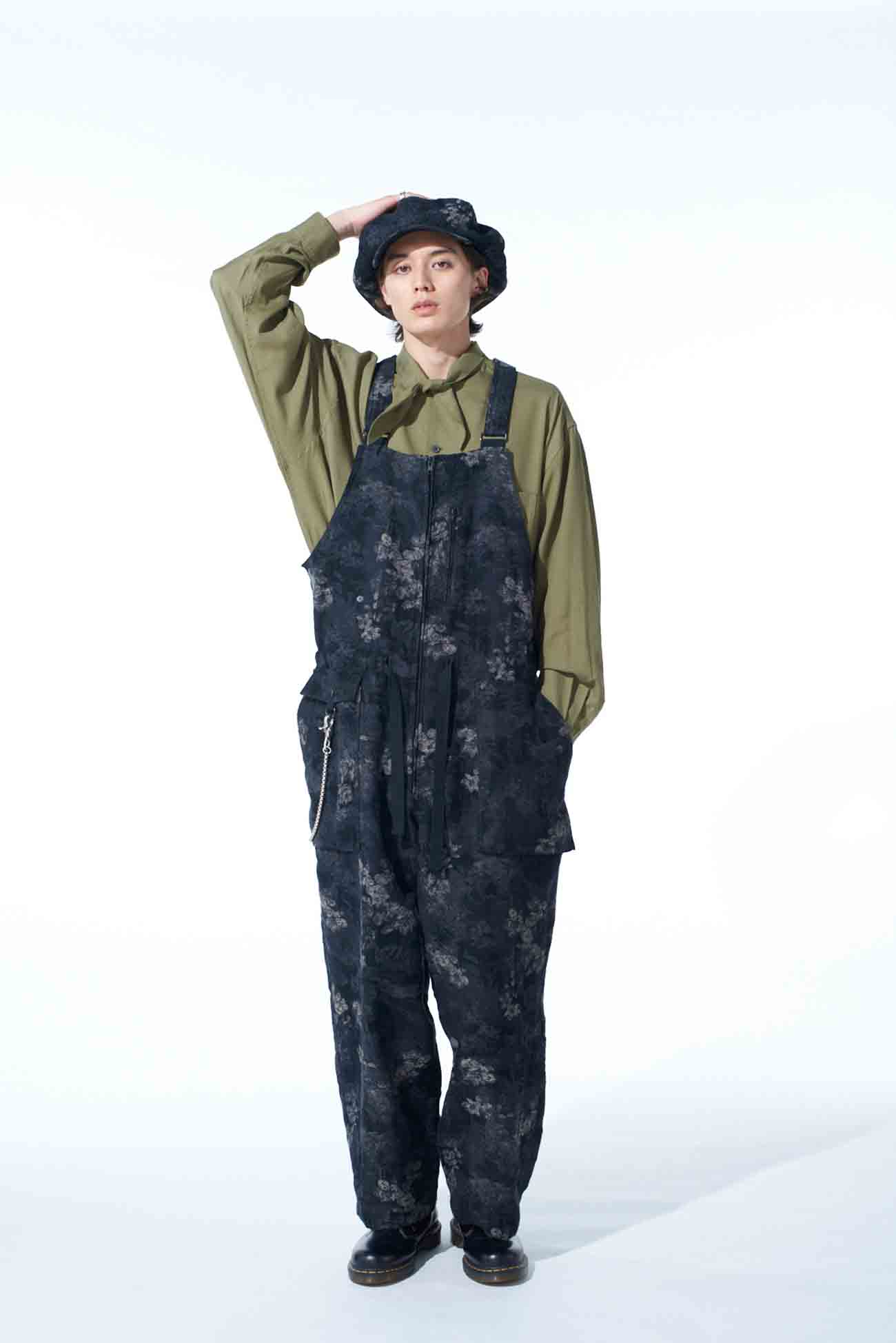 FADED FLORAL JACQUARD OVERALL