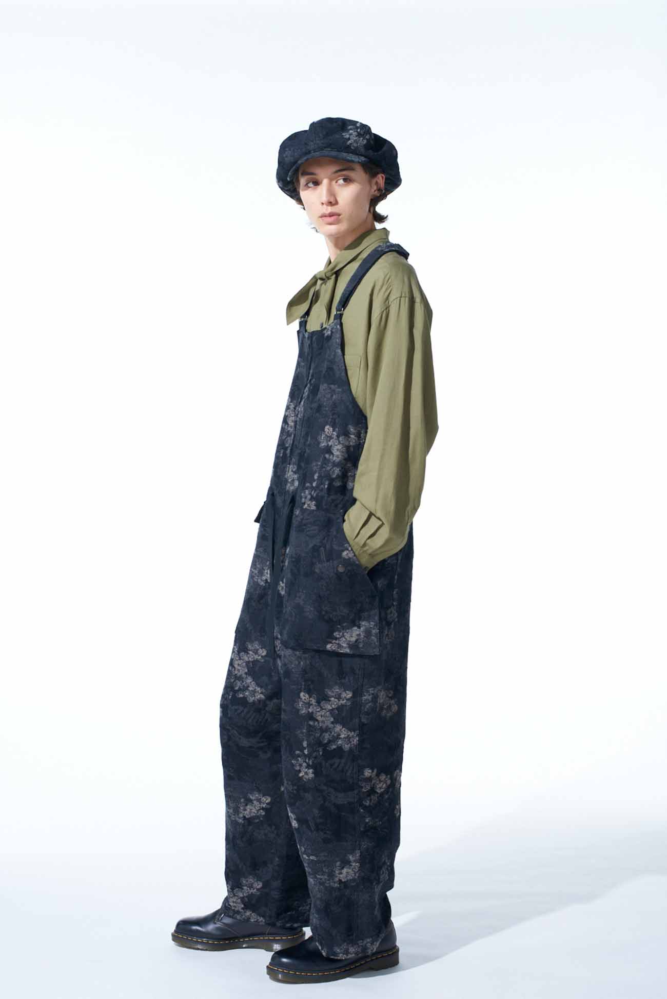 FADED FLORAL JACQUARD OVERALL