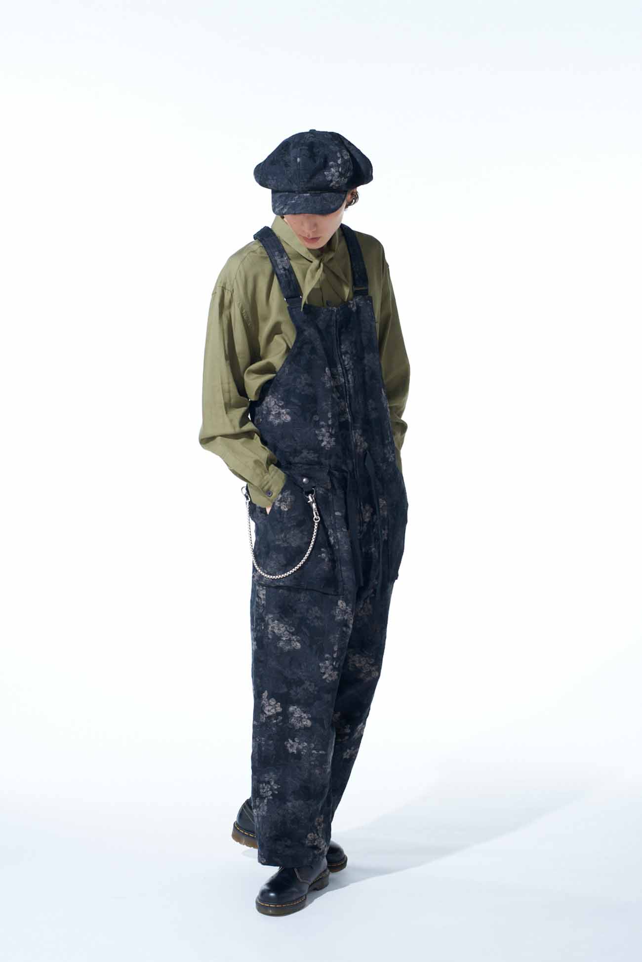 FADED FLORAL JACQUARD OVERALL