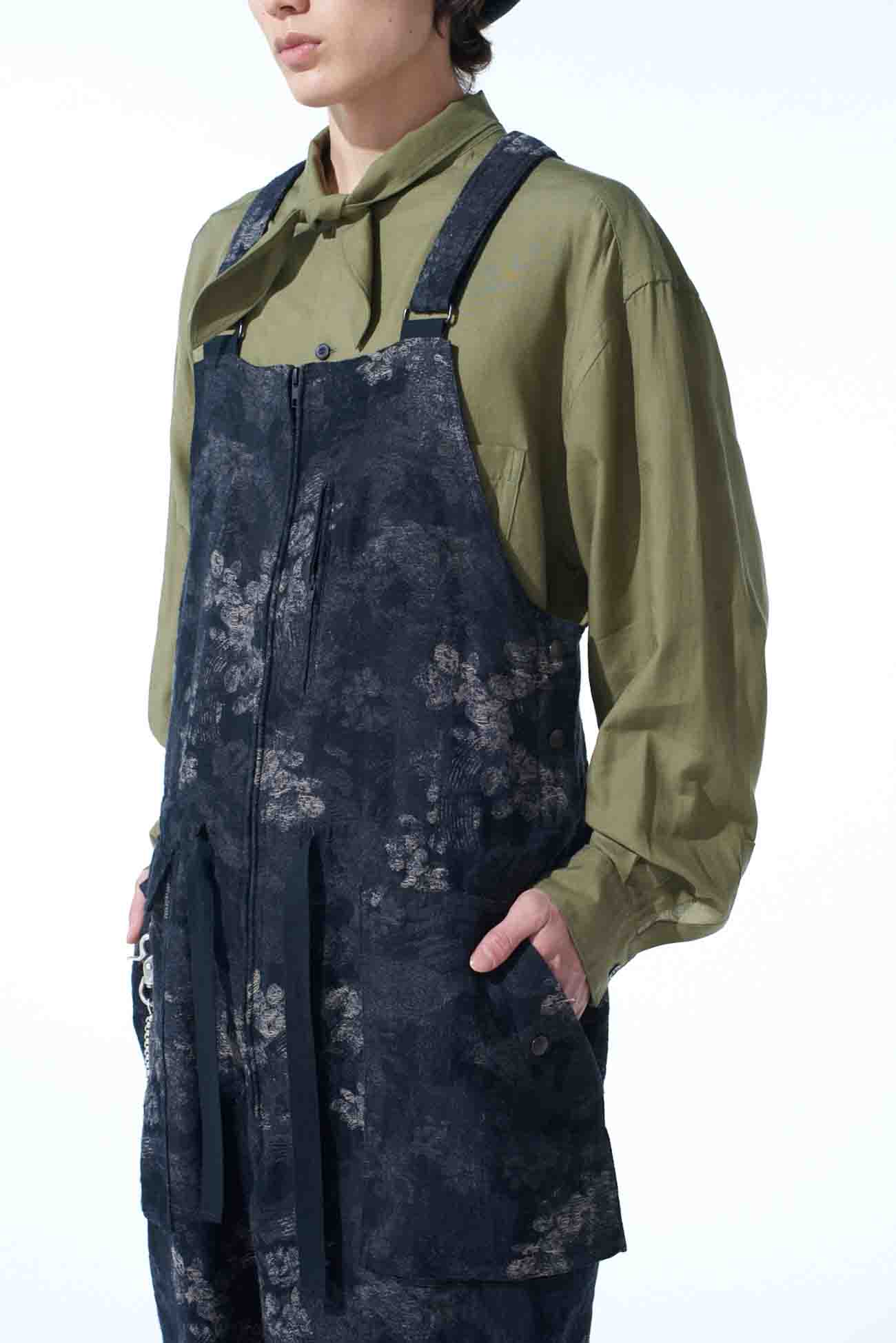 FADED FLORAL JACQUARD OVERALL