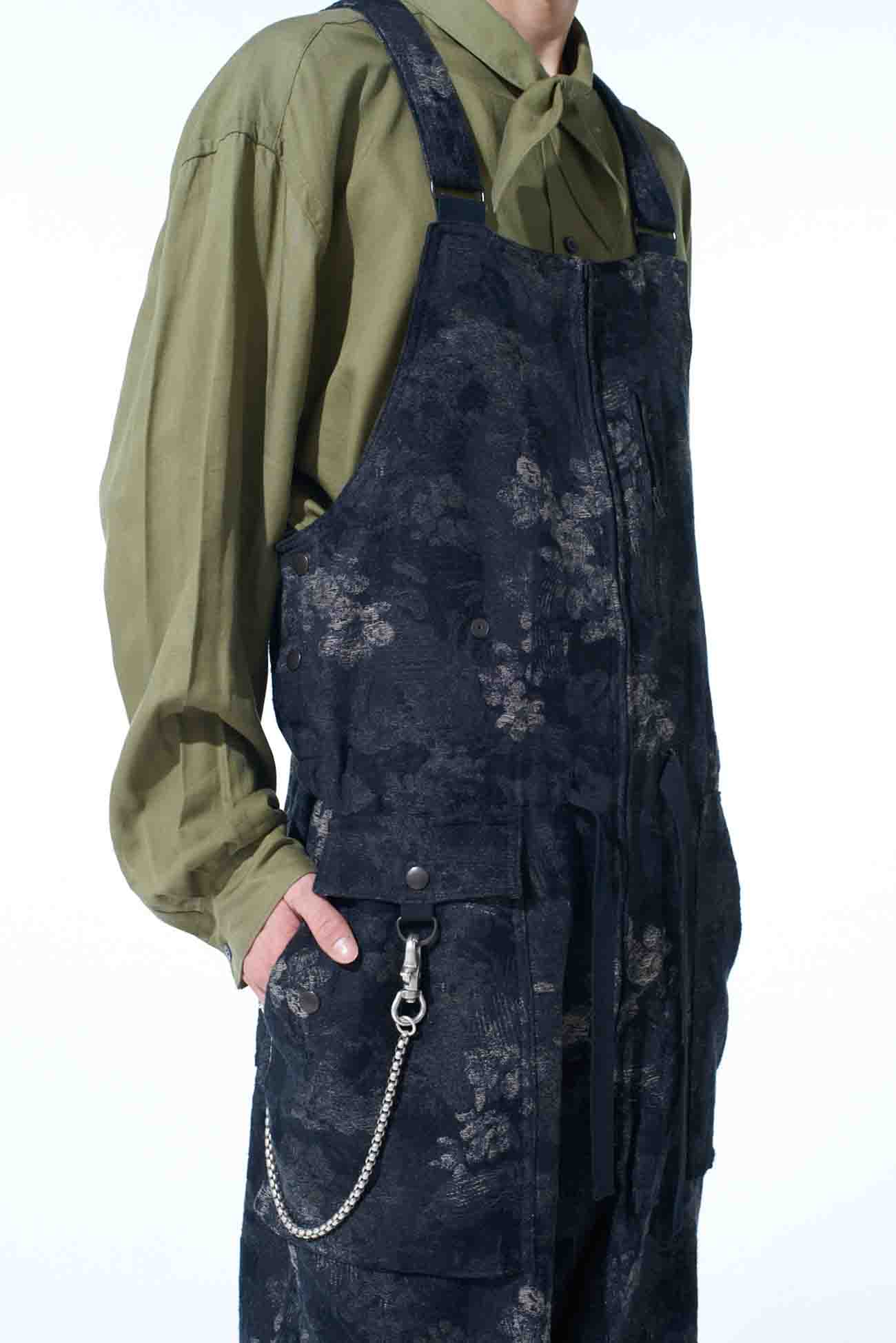 FADED FLORAL JACQUARD OVERALL