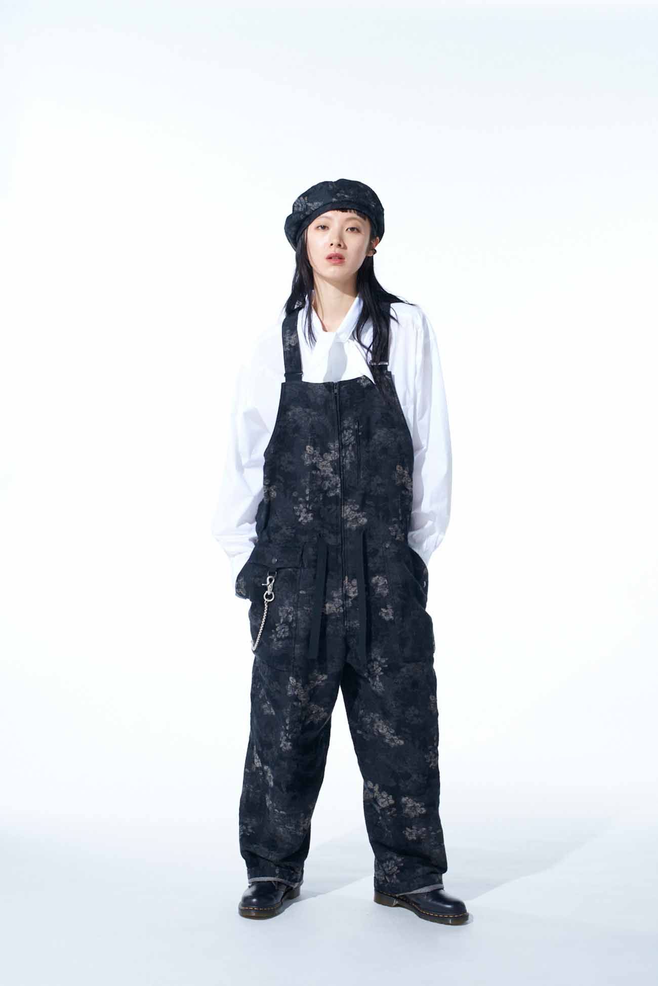 FADED FLORAL JACQUARD OVERALL