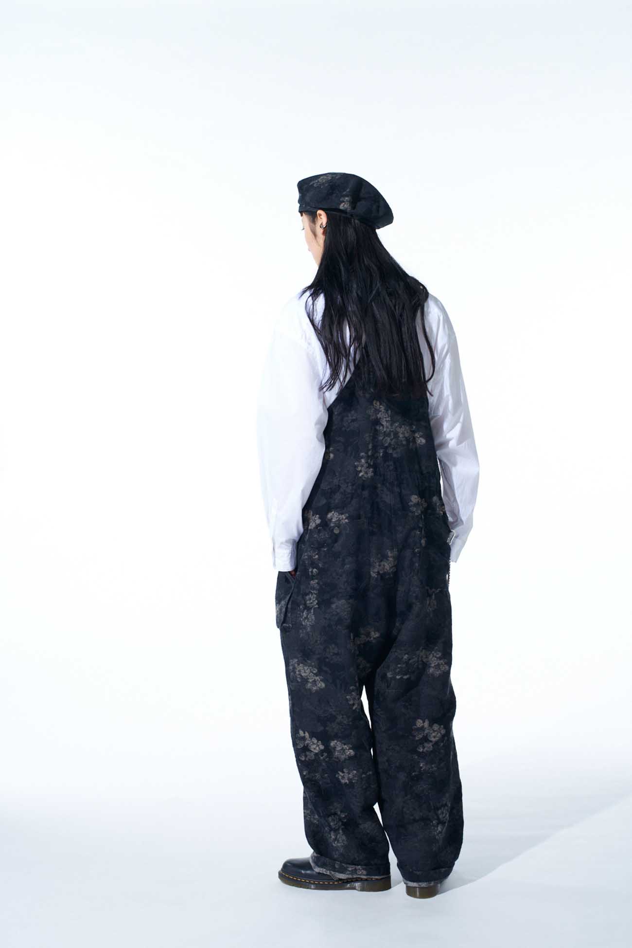 FADED FLORAL JACQUARD OVERALL