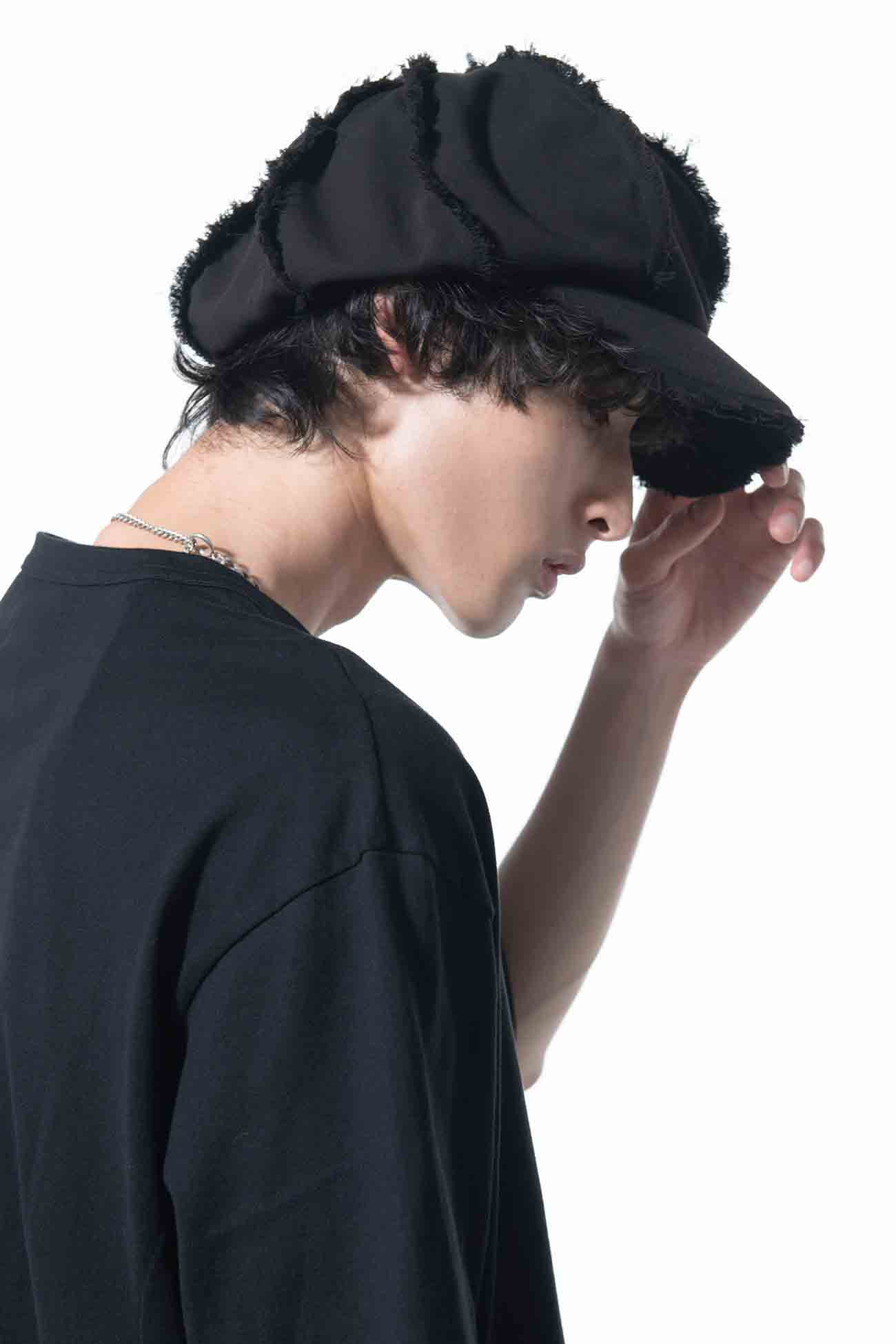 Pe /人造丝华达呢弹性8-contact Cut Off Casquette (F Black): S'YTE 