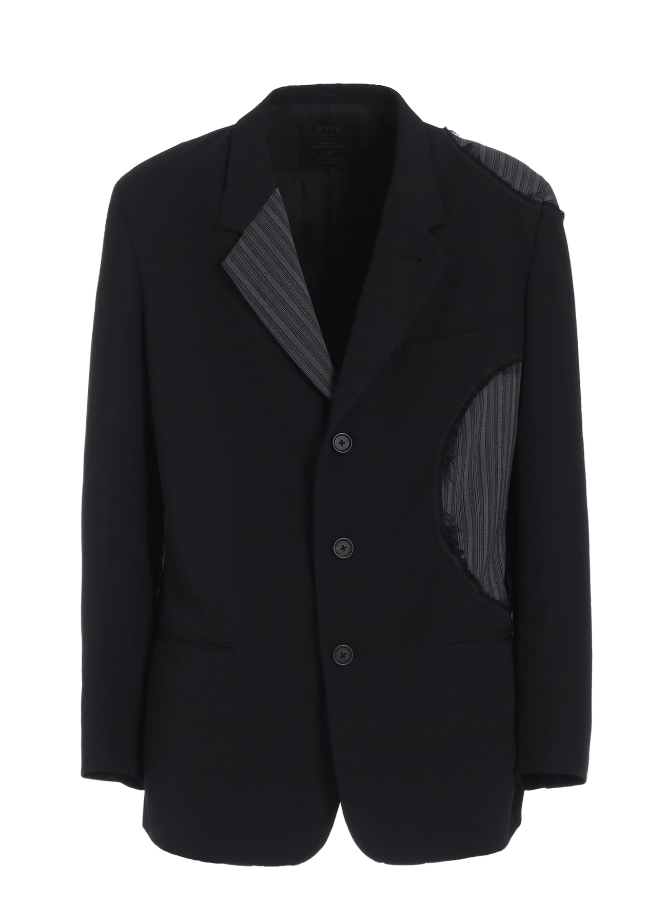 WASHER WOOL GABARDINE CUT-OUT STRIPED JACKET