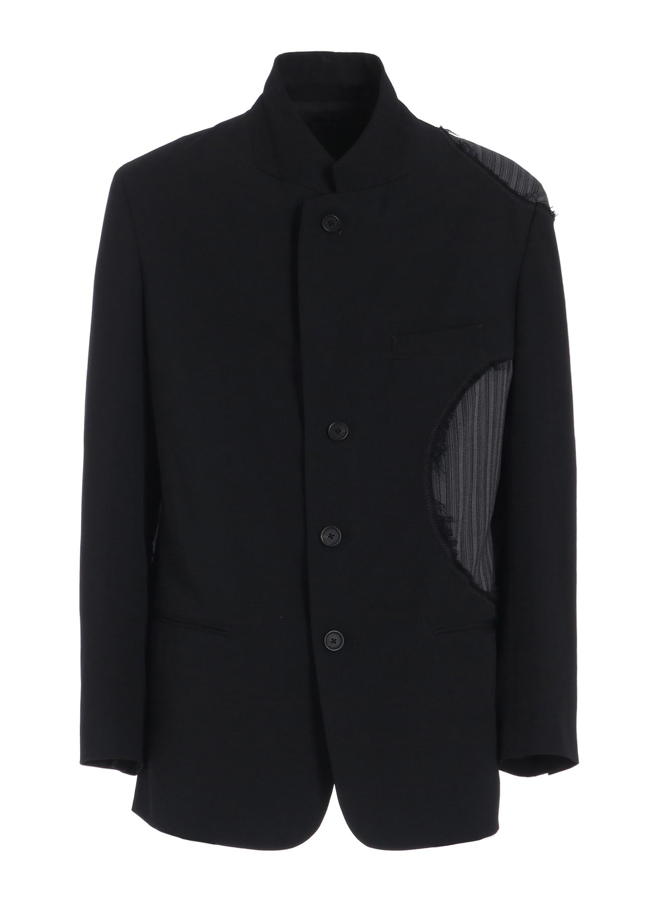 WASHER WOOL GABARDINE CUT-OUT STRIPED JACKET