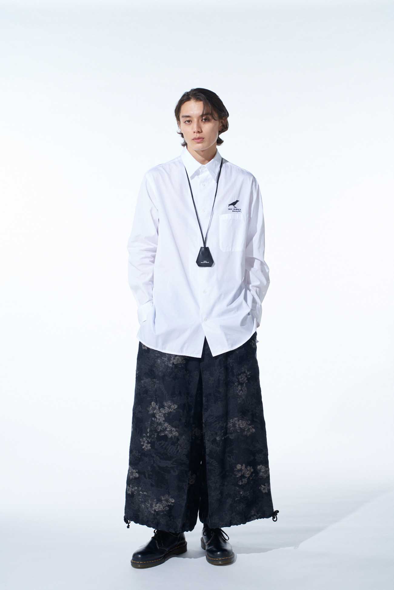 FADED FLORAL JACQUARD HAKAMA BALLOON PANTS