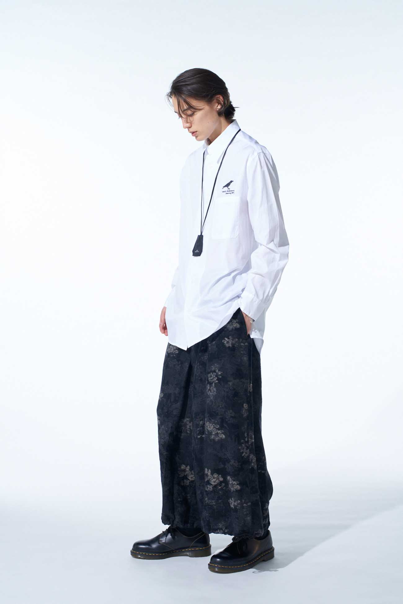 FADED FLORAL JACQUARD HAKAMA BALLOON PANTS