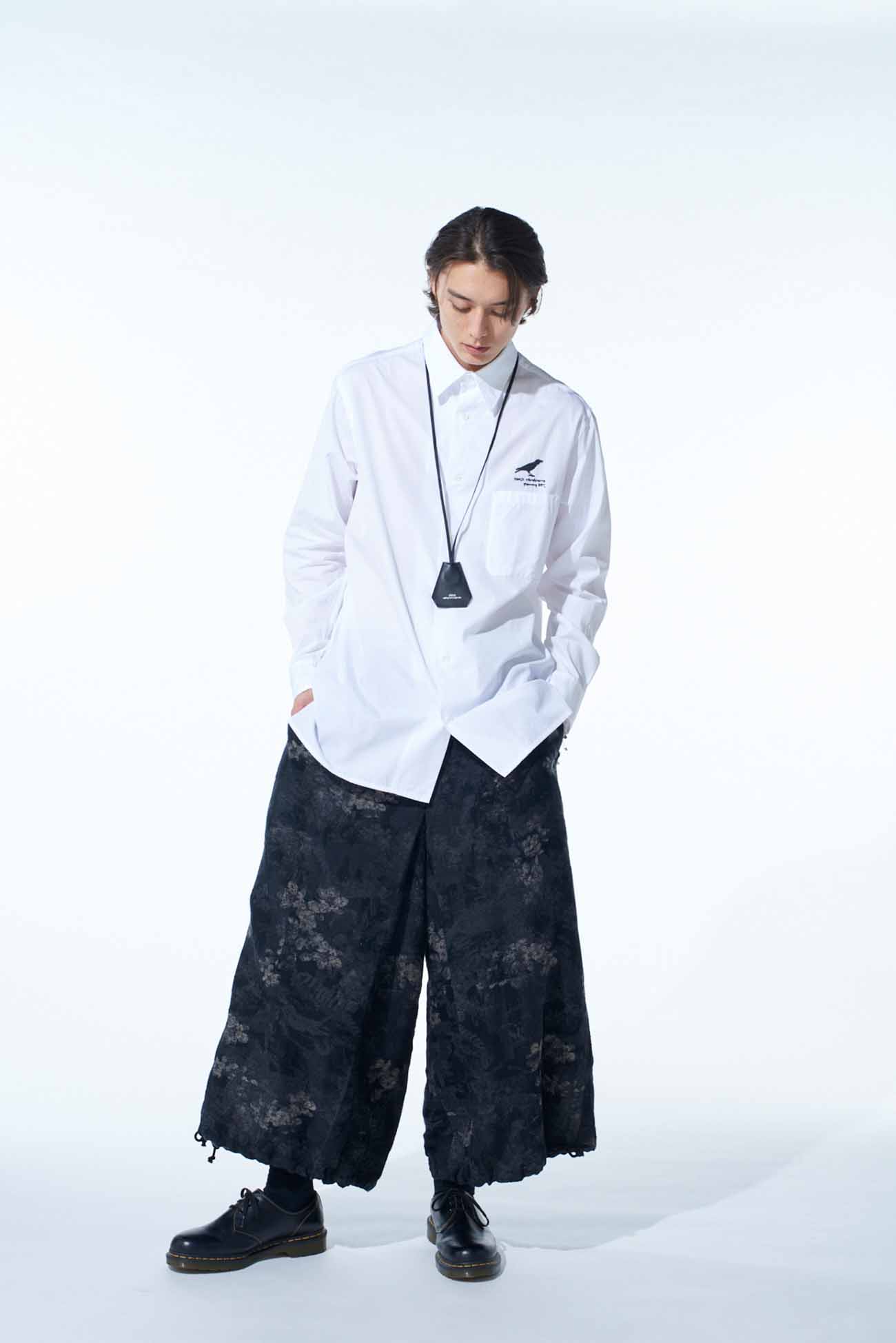 FADED FLORAL JACQUARD HAKAMA BALLOON PANTS