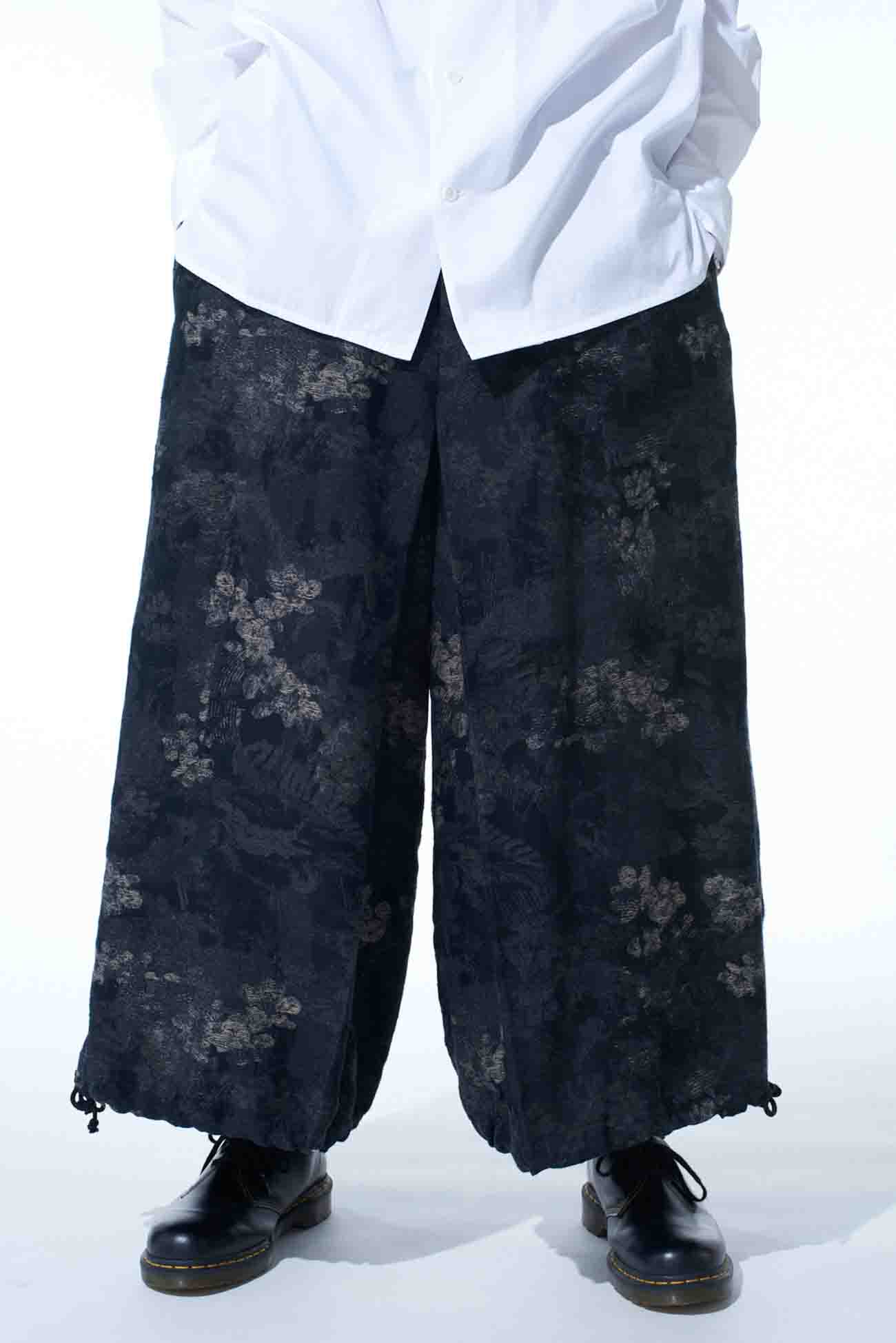 FADED FLORAL JACQUARD HAKAMA BALLOON PANTS