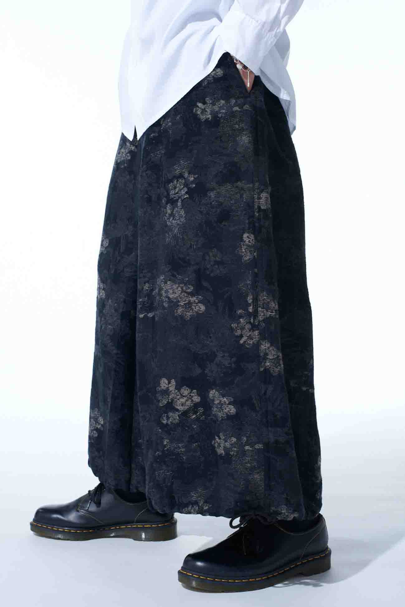 FADED FLORAL JACQUARD HAKAMA BALLOON PANTS