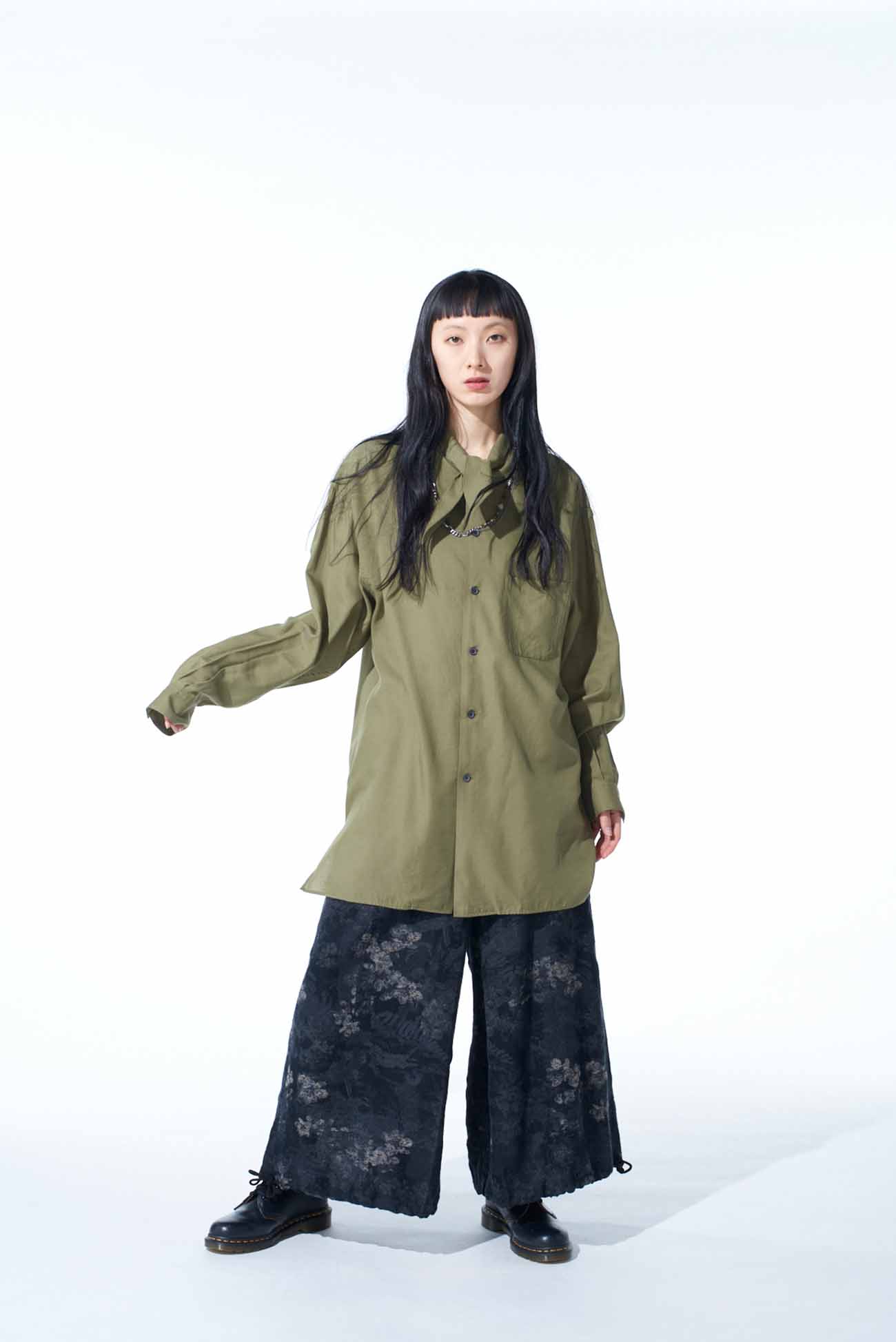 FADED FLORAL JACQUARD HAKAMA BALLOON PANTS