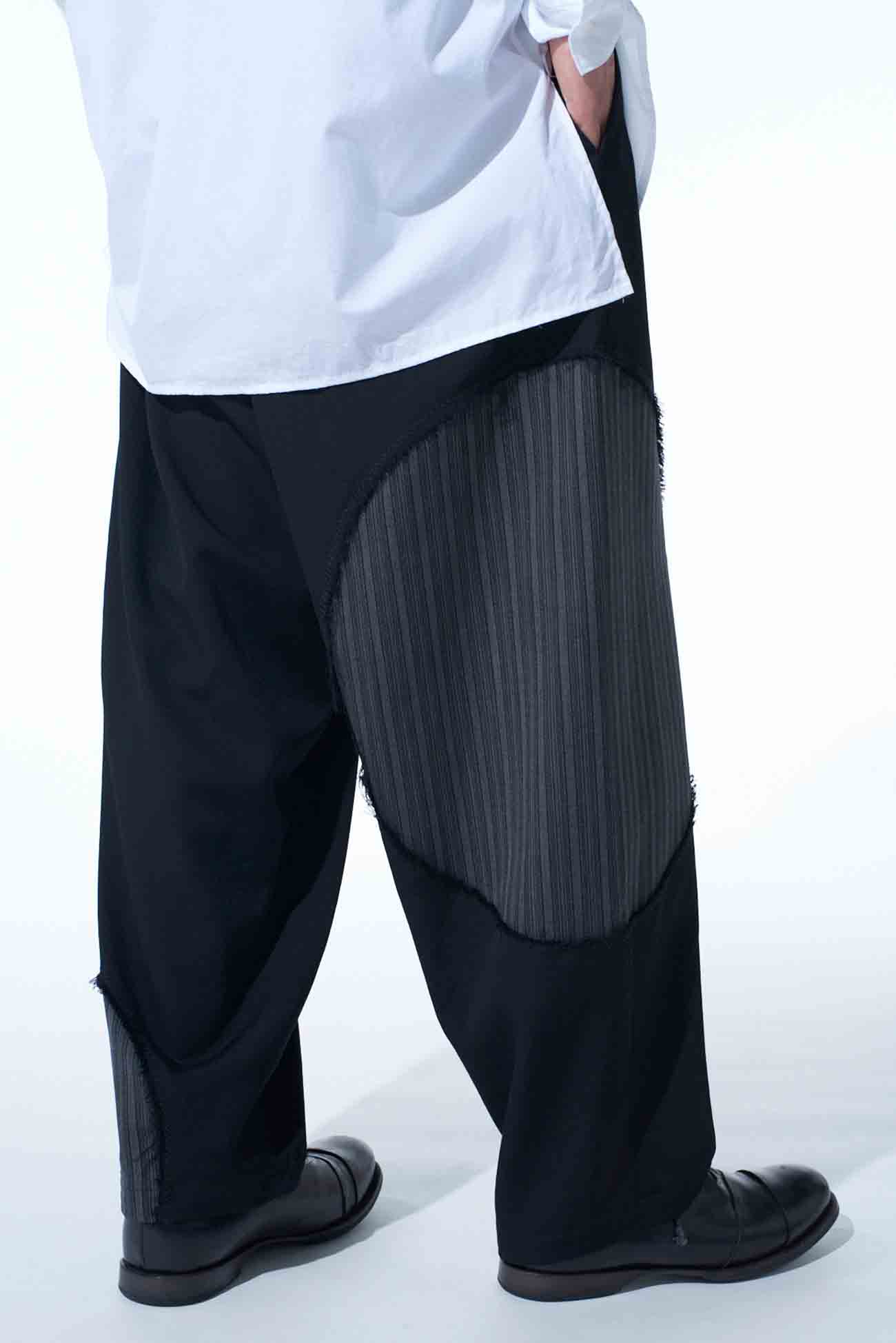 WASHER WOOL GABARDINE CUT-OUT STRIPED PANTS