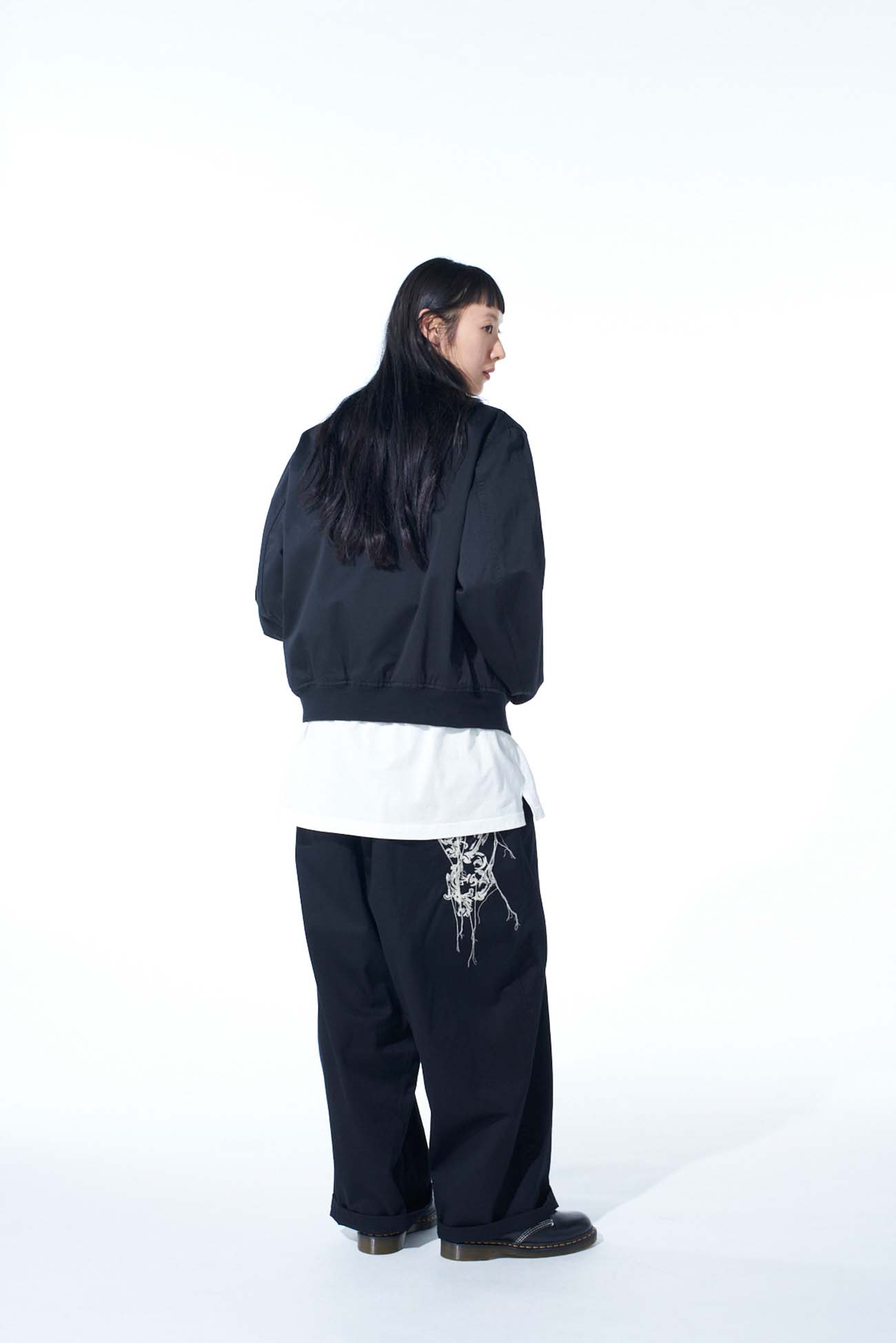 BAROQUE EMBROIDERY WAIST-STRING WIDE PANTS